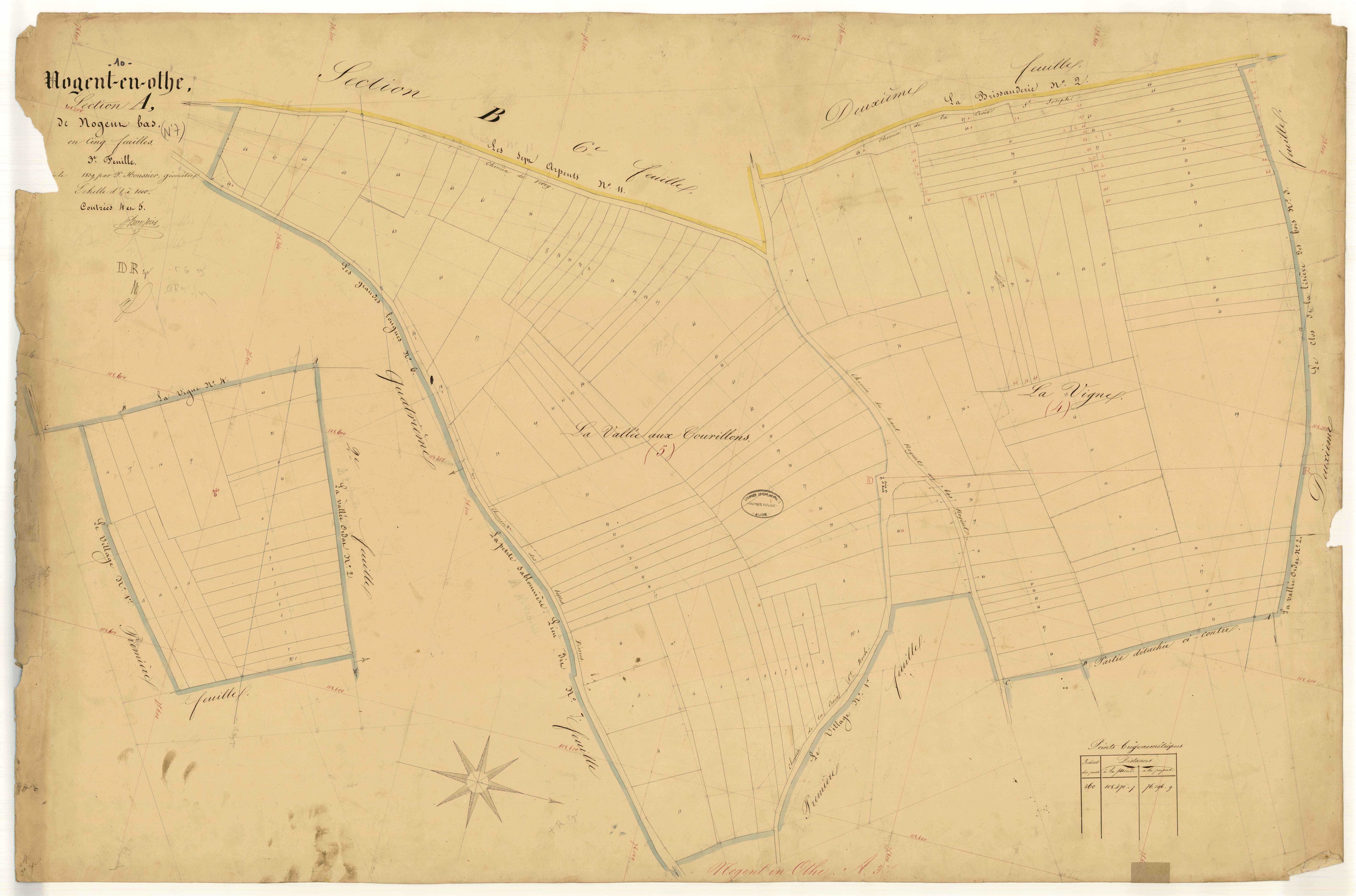 Nogent-en-Othe, section A dite de Nogent Bas, feuille n° 3
