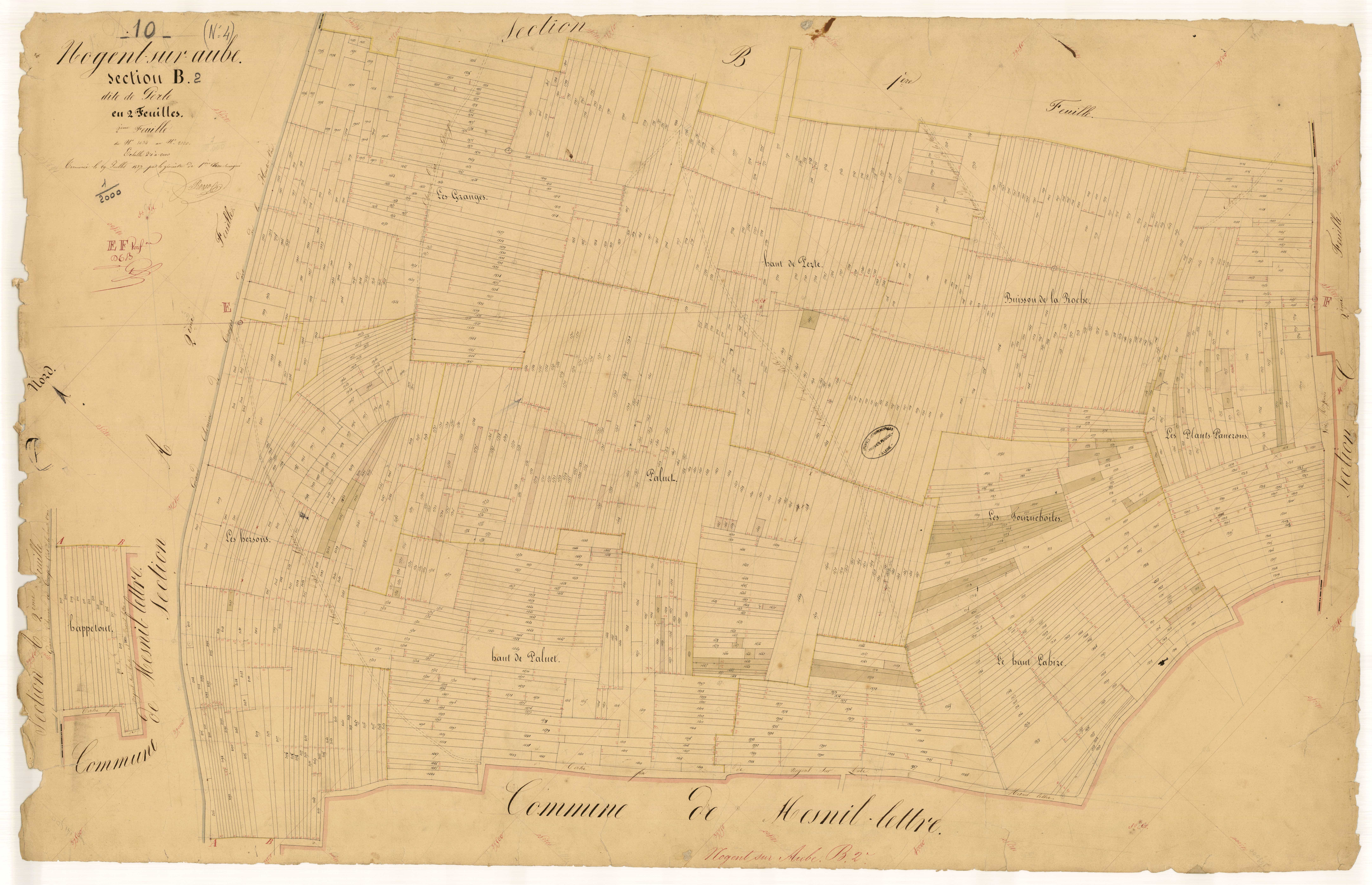 Nogent-sur-Aube, section B dite de la Perte, feuille n° 2, parcelles n°1034-2120
