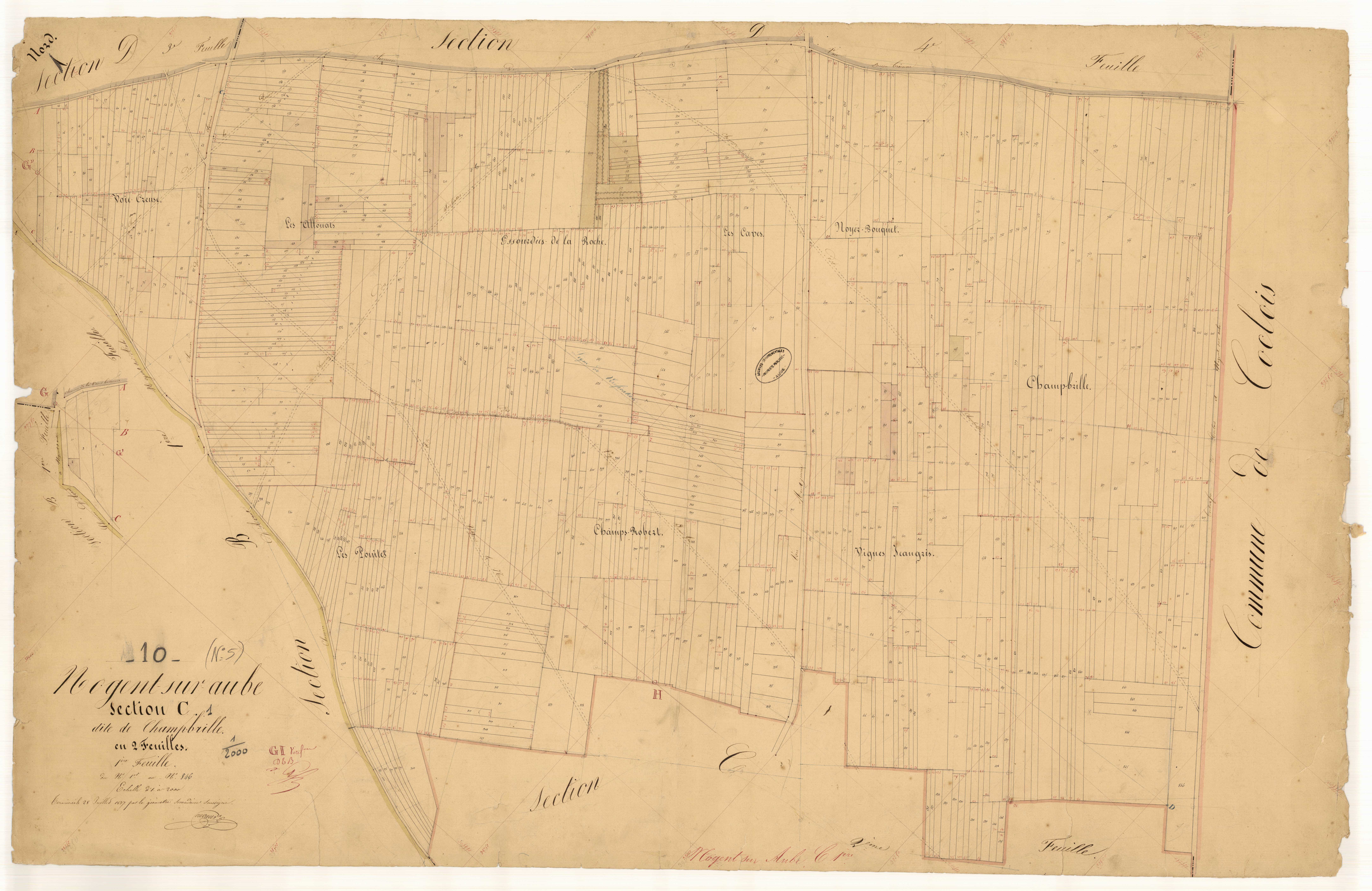 Nogent-sur-Aube, section C dite de Champbille, feuille n° 1, parcelles n°1-846