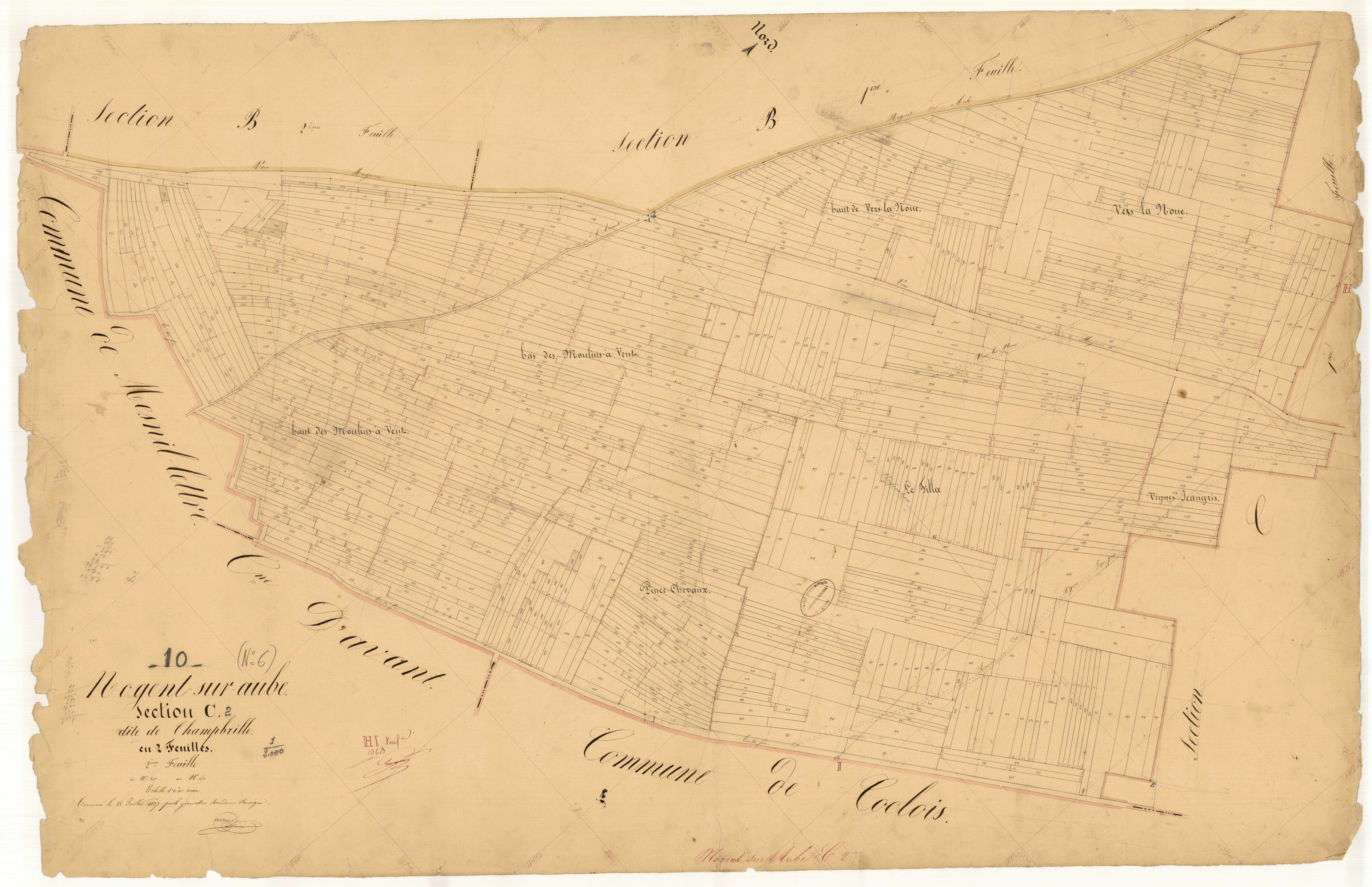 Nogent-sur-Aube, section C dite de Champbille, feuille n° 2, parcelles n°847-1671