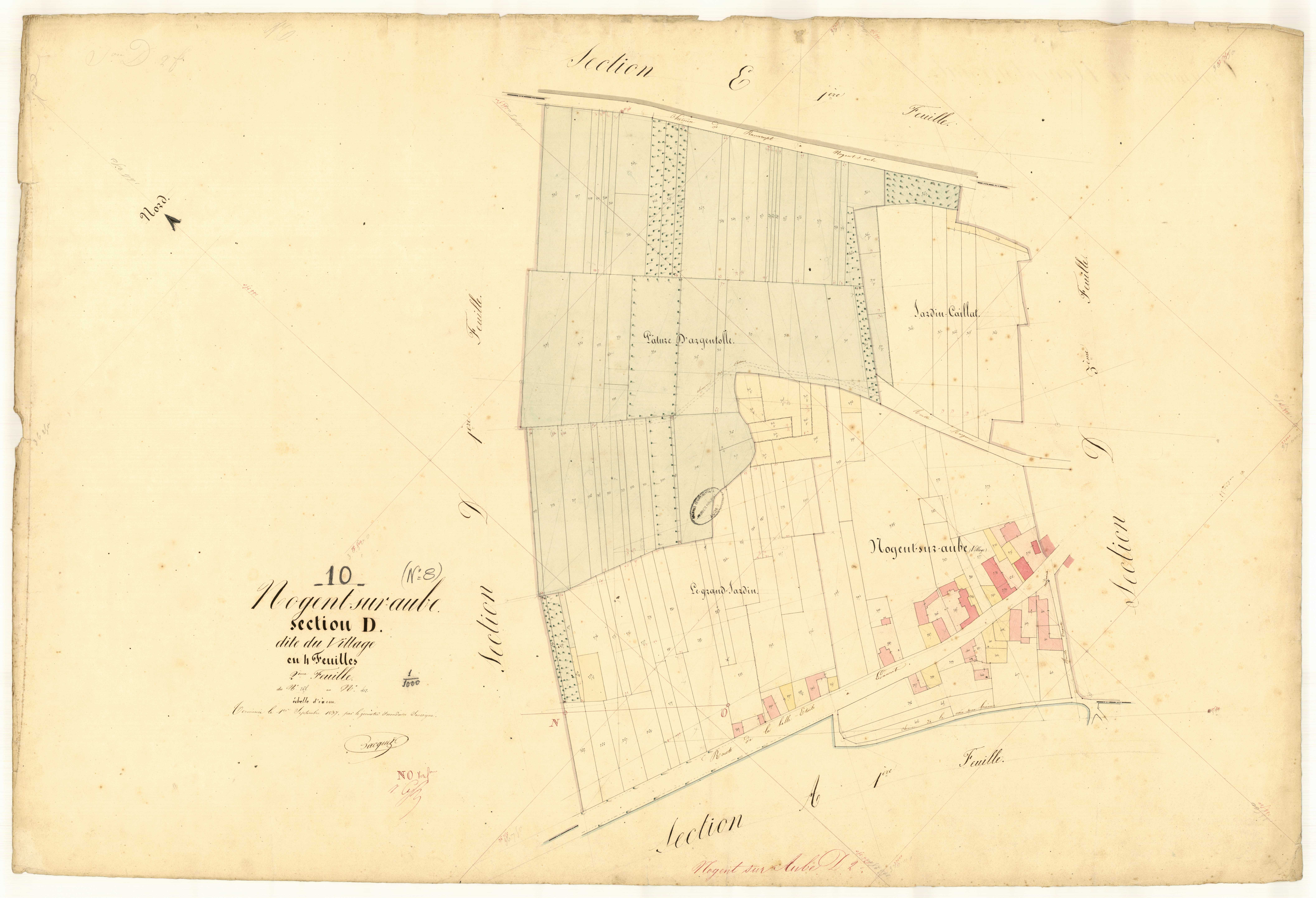 Nogent-sur-Aube, section D dite du village, feuille n° 2, parcelles n°265-412