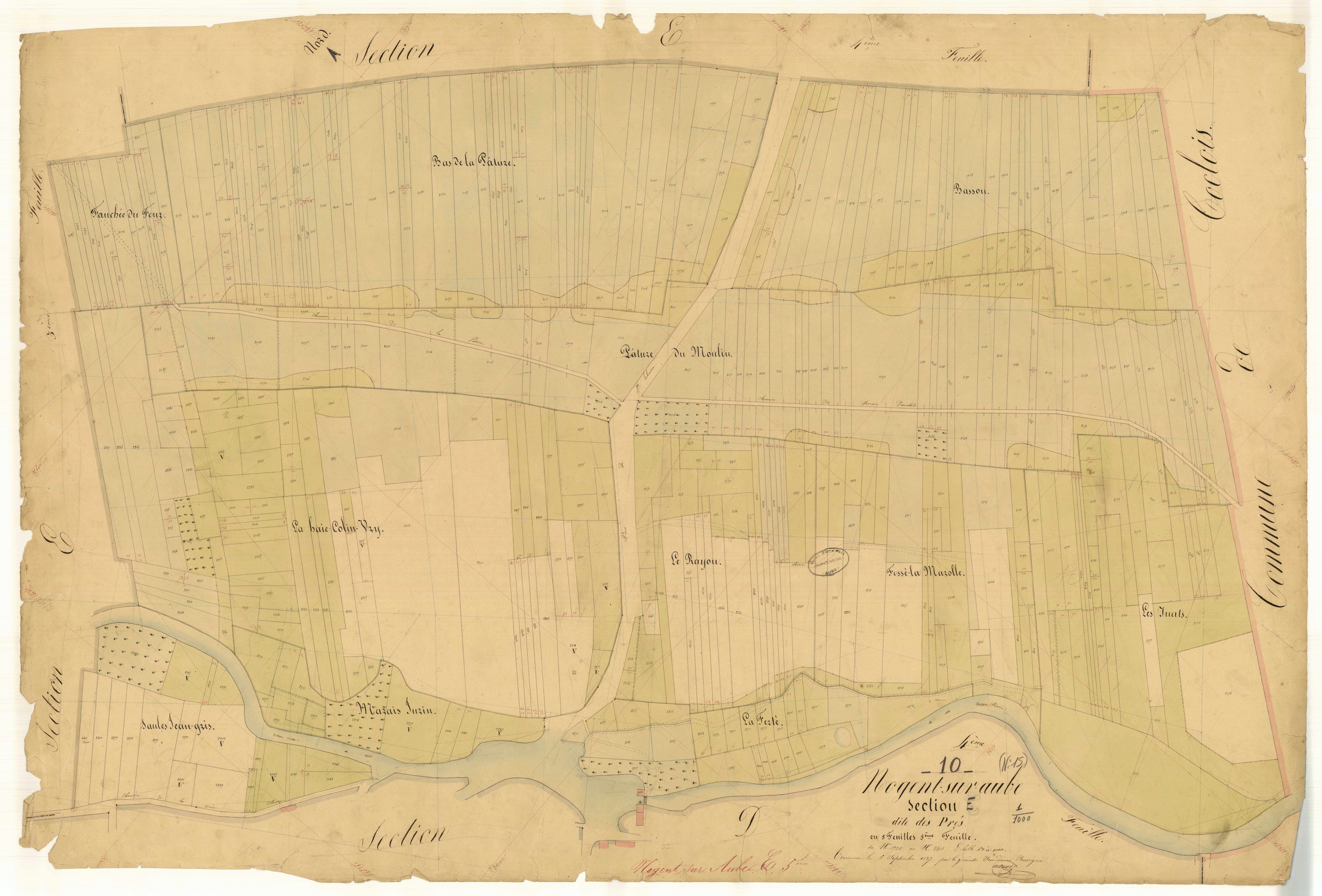 Nogent-sur-Aube, section E dite des Prés, feuille n° 5, parcelles n°1930-2401