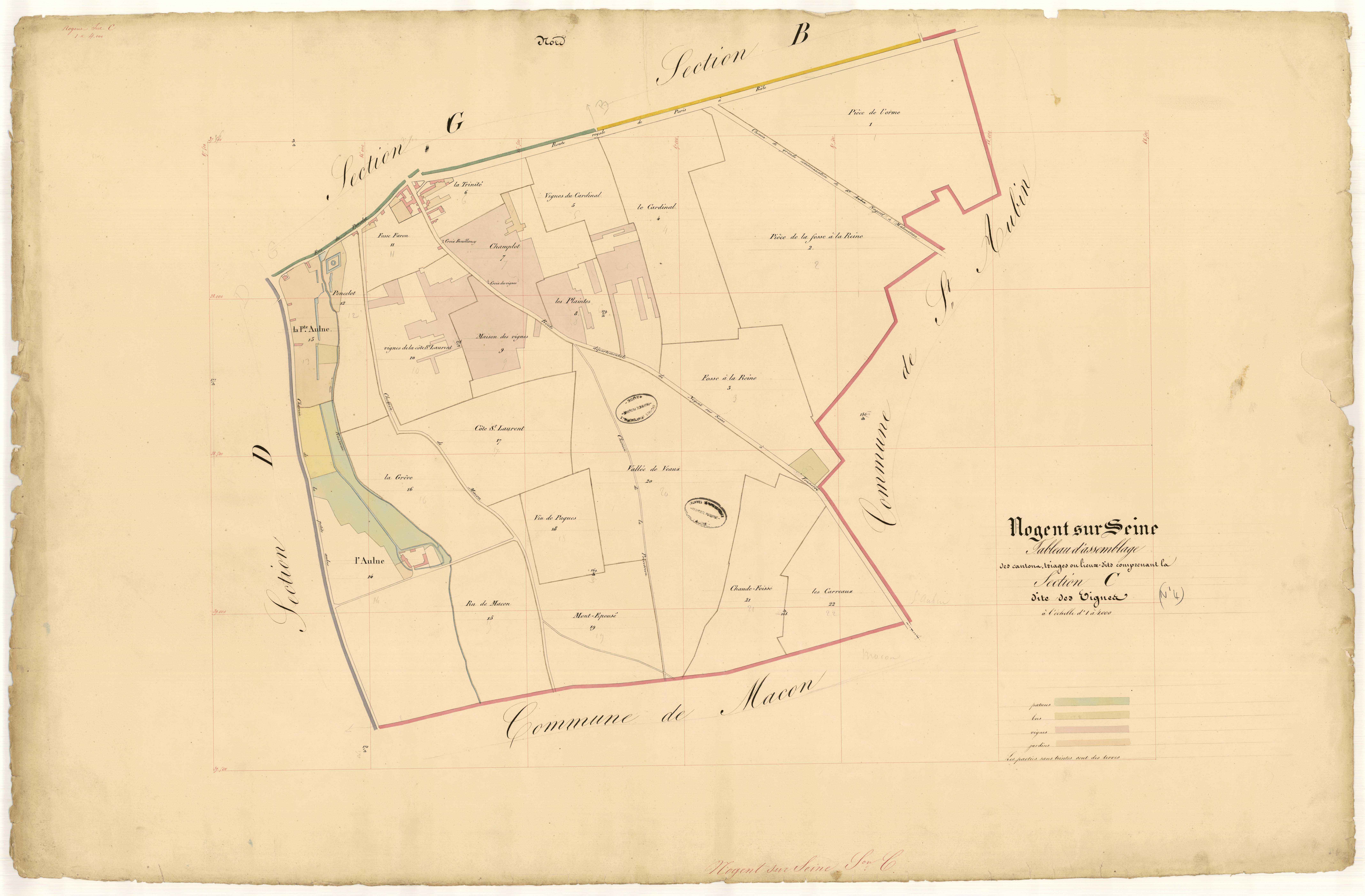 Nogent-sur-Seine, tableau d'assemblage section C dite des vignes