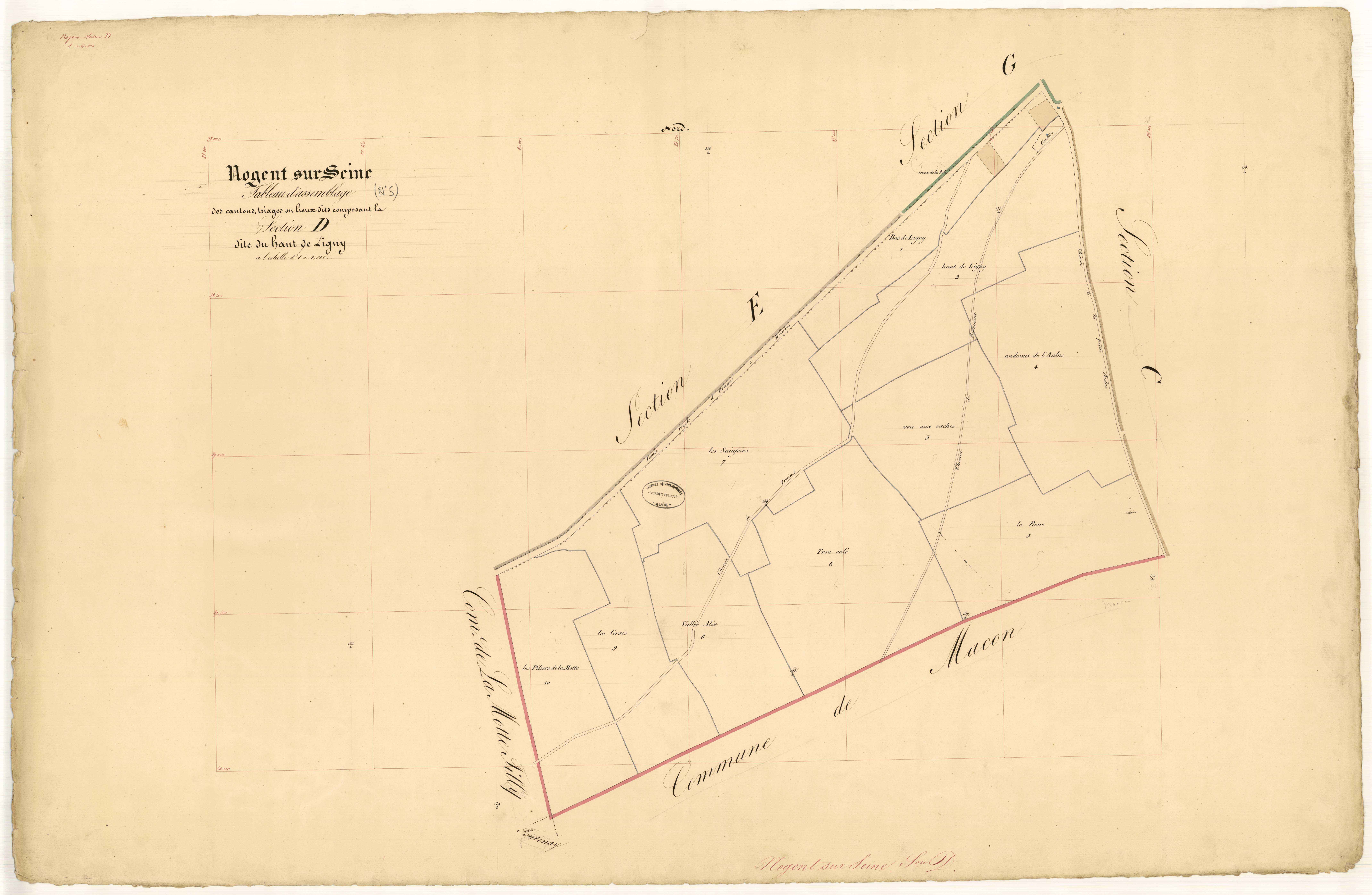 Nogent-sur-Seine, tableau d'assemblage section D dite du haut de Ligny