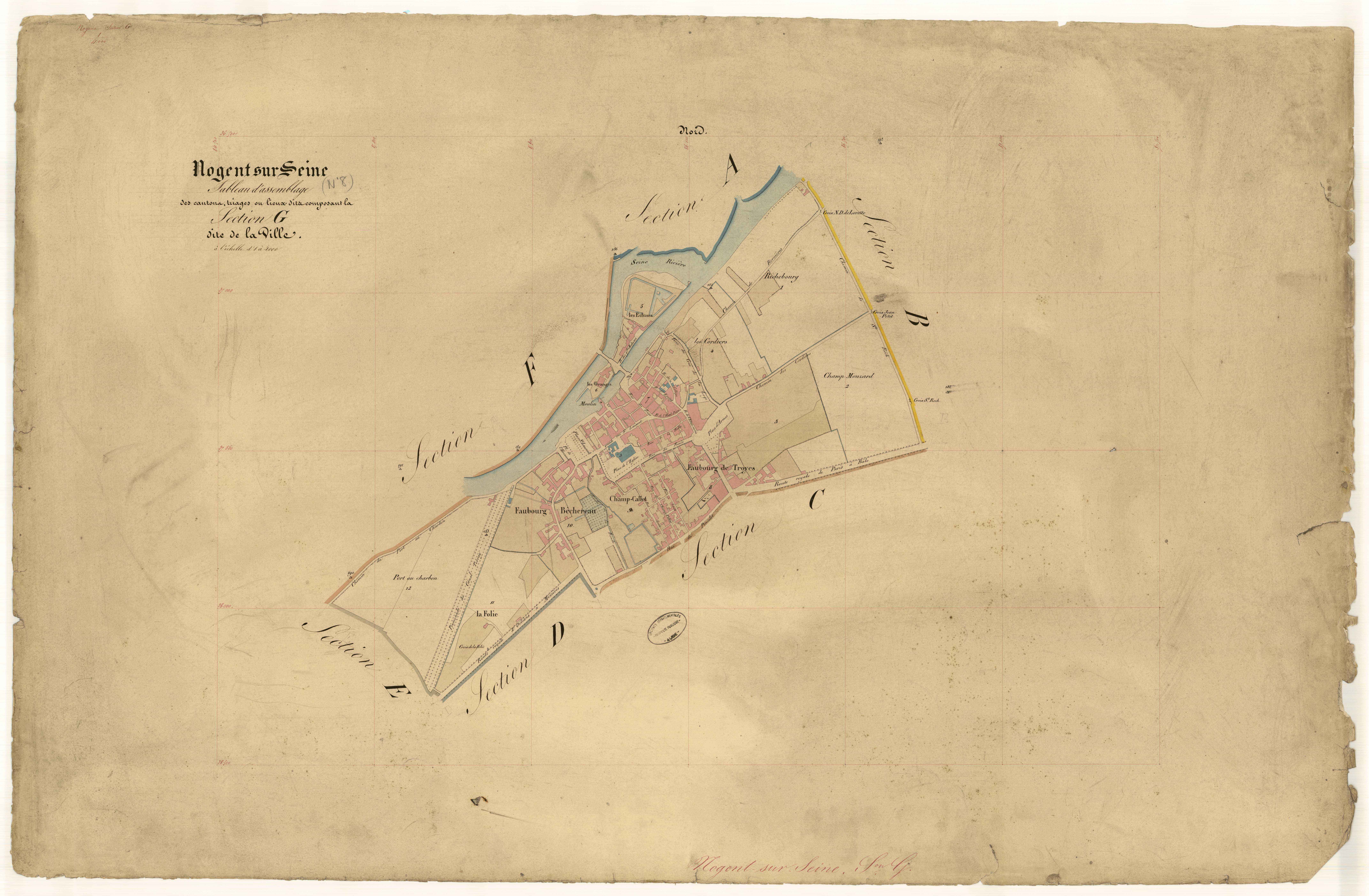 Nogent-sur-Seine, tableau d'assemblage section G dite de la ville