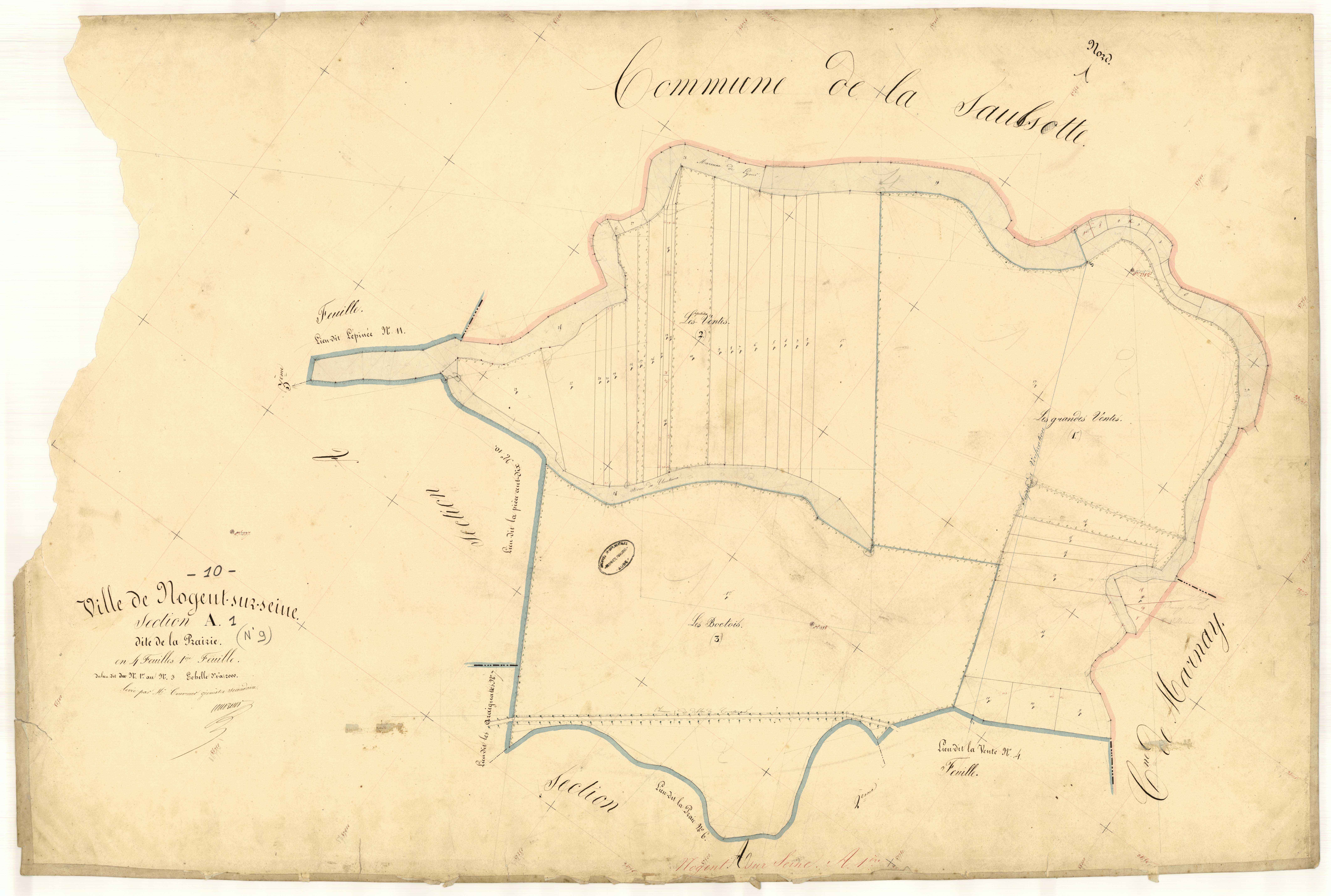 Nogent-sur-Seine, section A dite de la prairie, feuille  n° 1