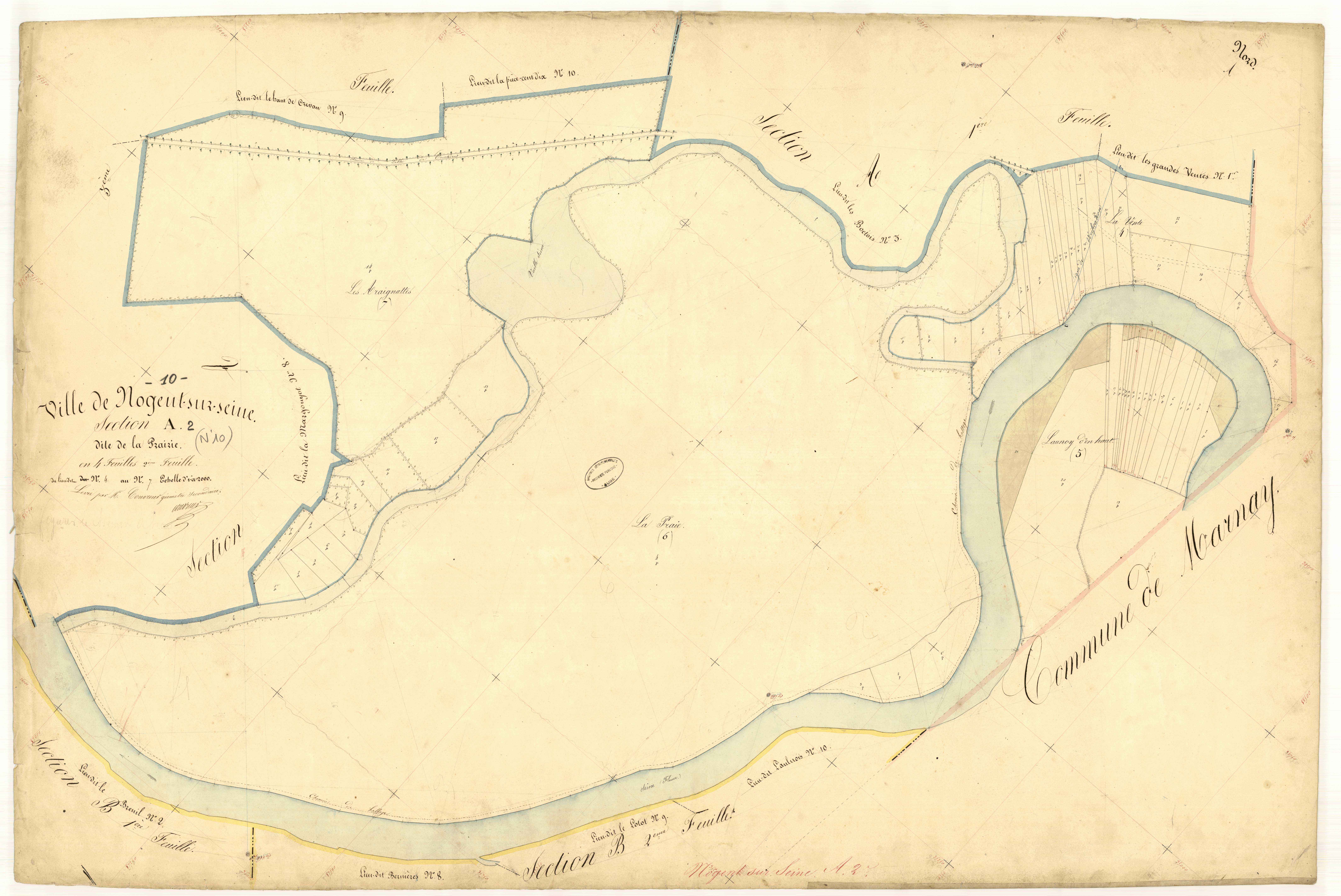Nogent-sur-Seine, section A dite de la prairie, feuille  n° 2