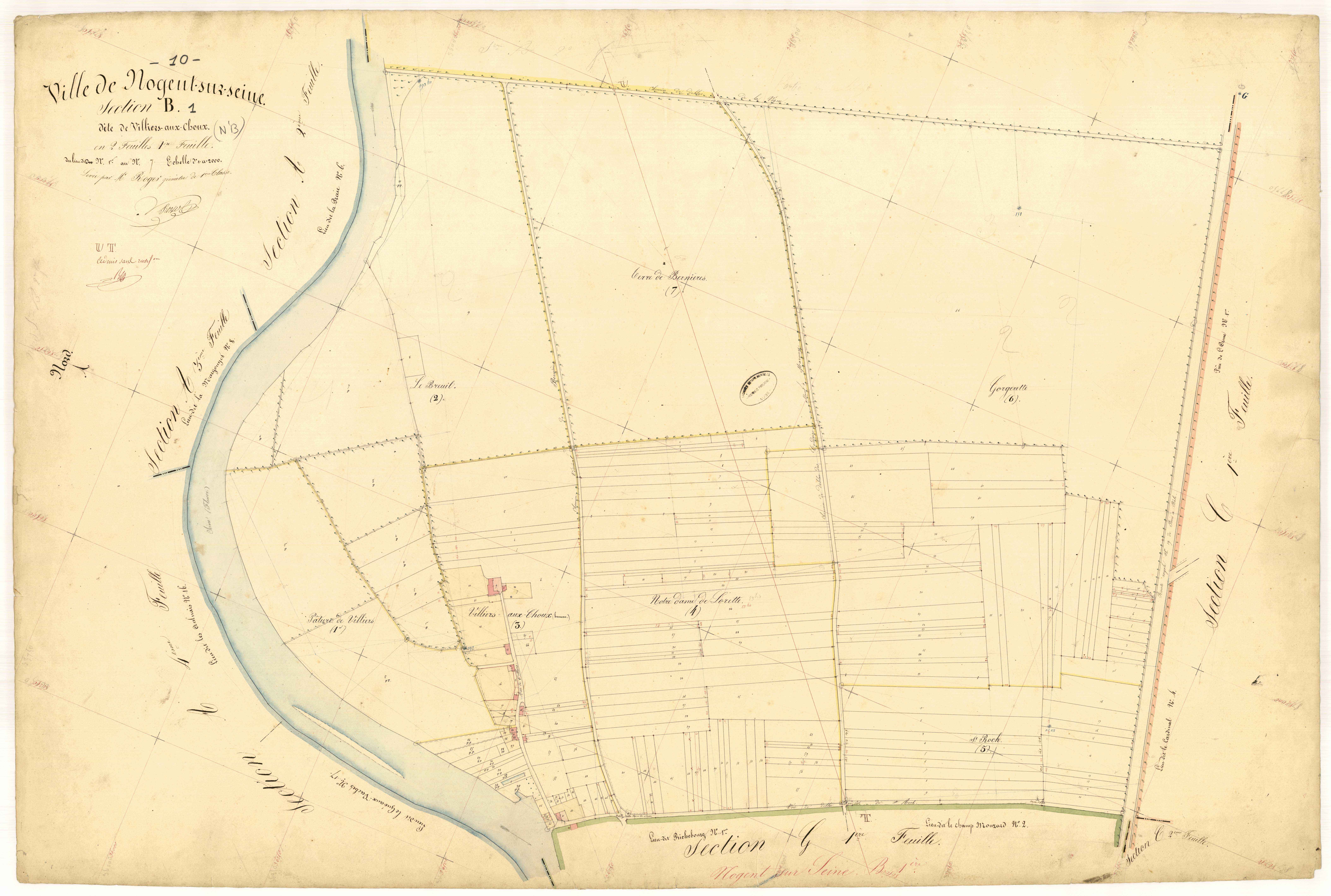 Nogent-sur-Seine, section B dite de Villiers aux choux, feuille  n° 1