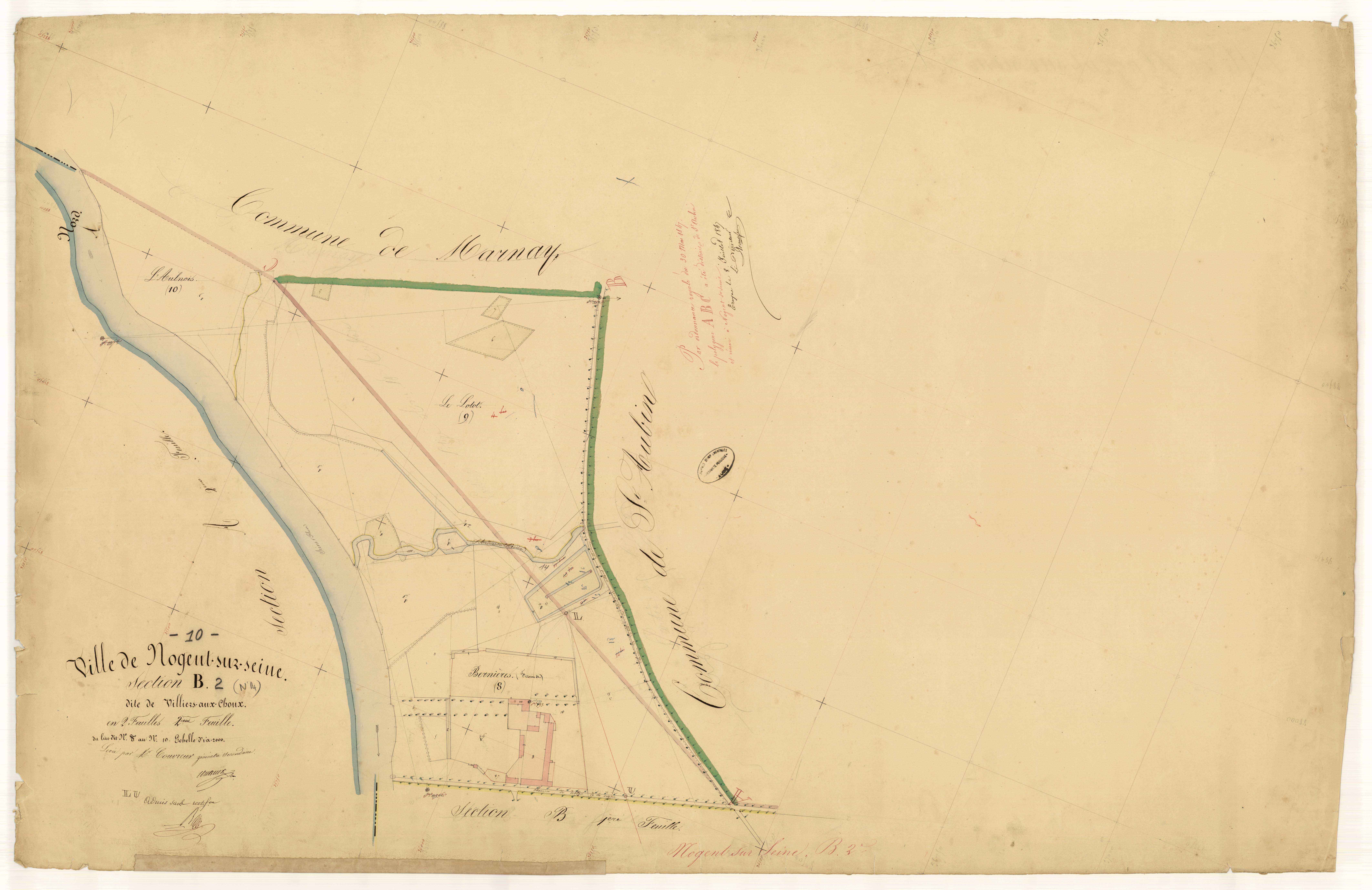 Nogent-sur-Seine, section B dite de Villiers aux choux, feuille  n° 2