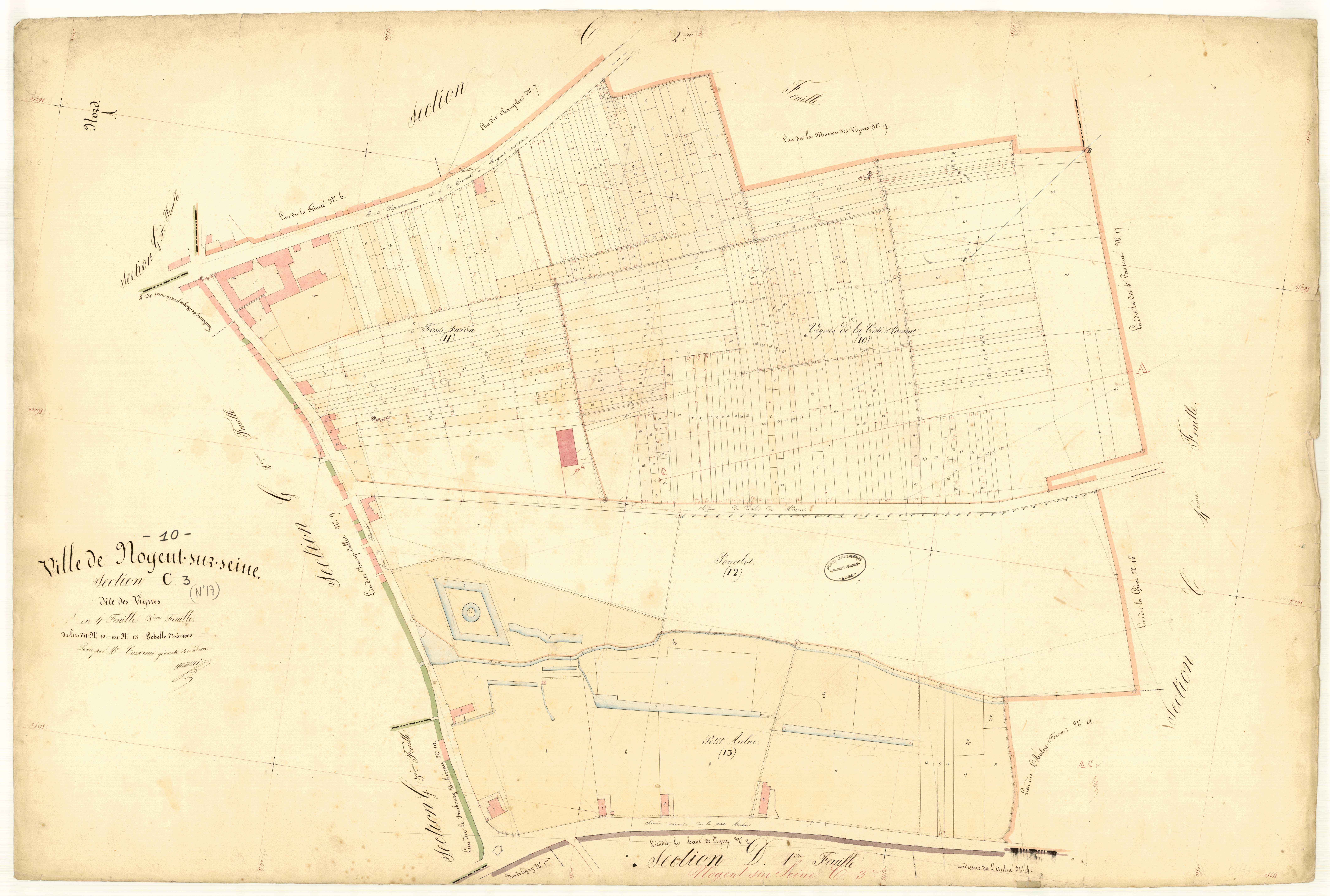 Nogent-sur-Seine,section C dite des Vignes, feuille  n° 3