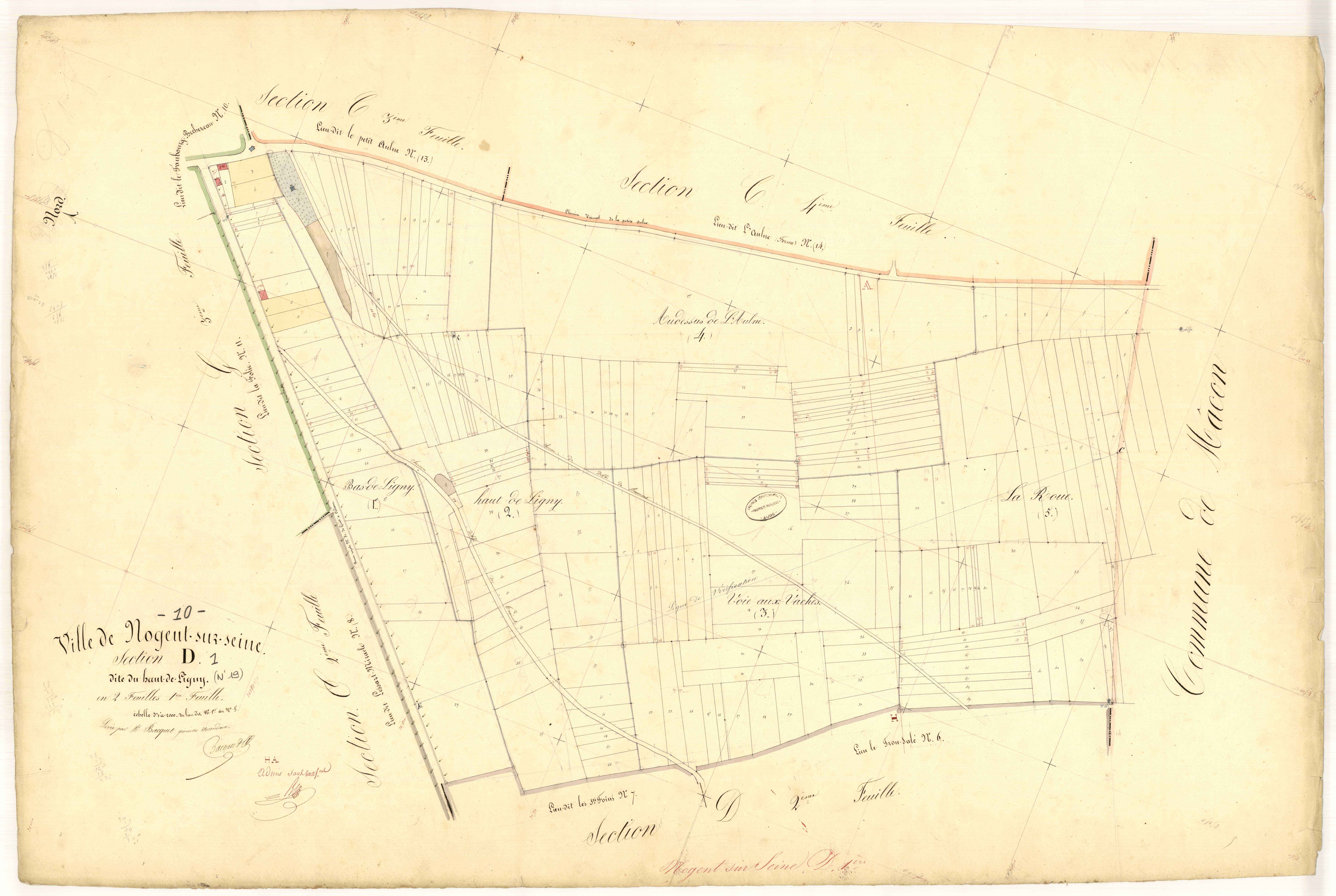 Nogent-sur-Seine, section D dite du haut de Ligny, feuille  n° 1
