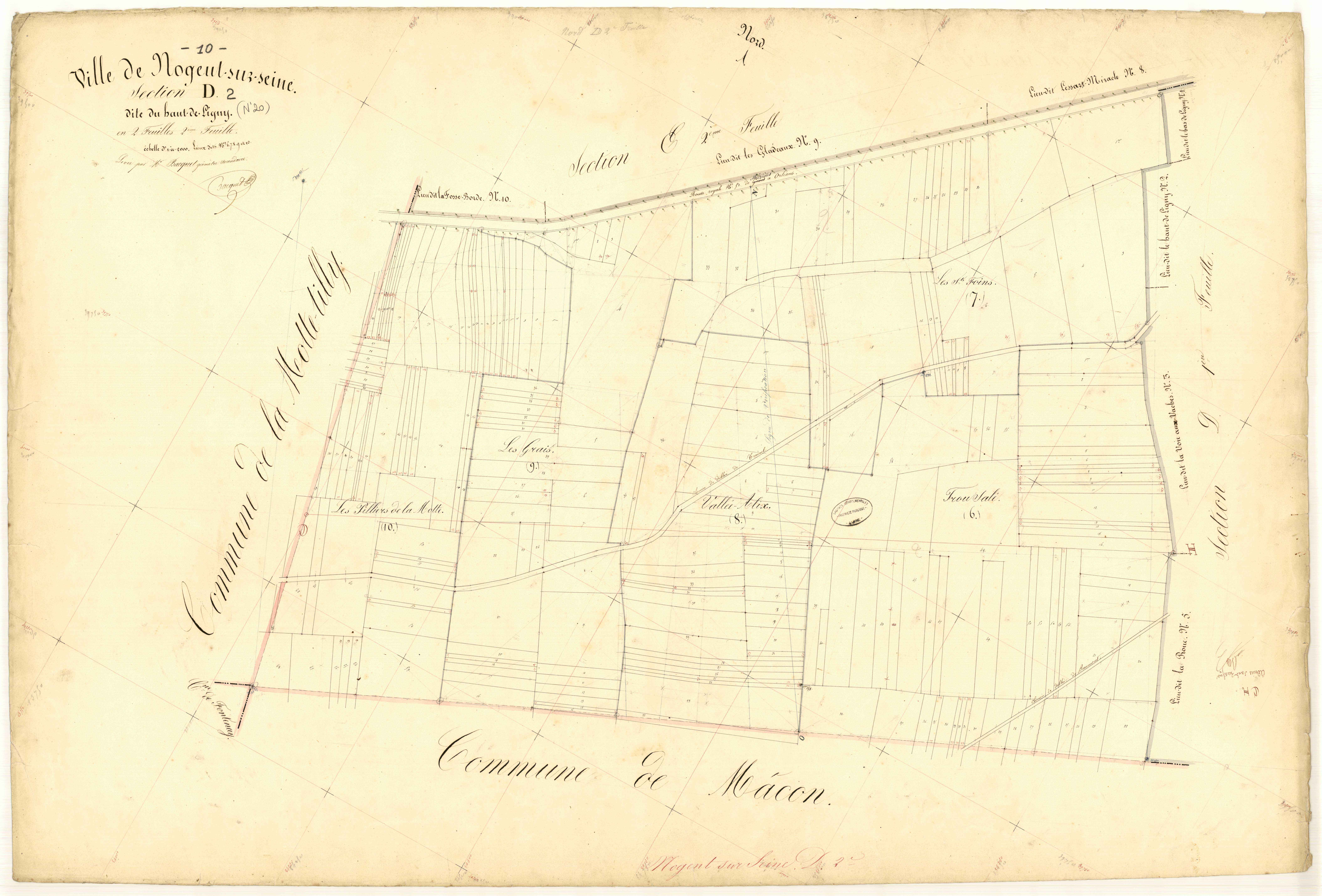 Nogent-sur-Seine, section D dite du haut de Ligny, feuille  n° 2