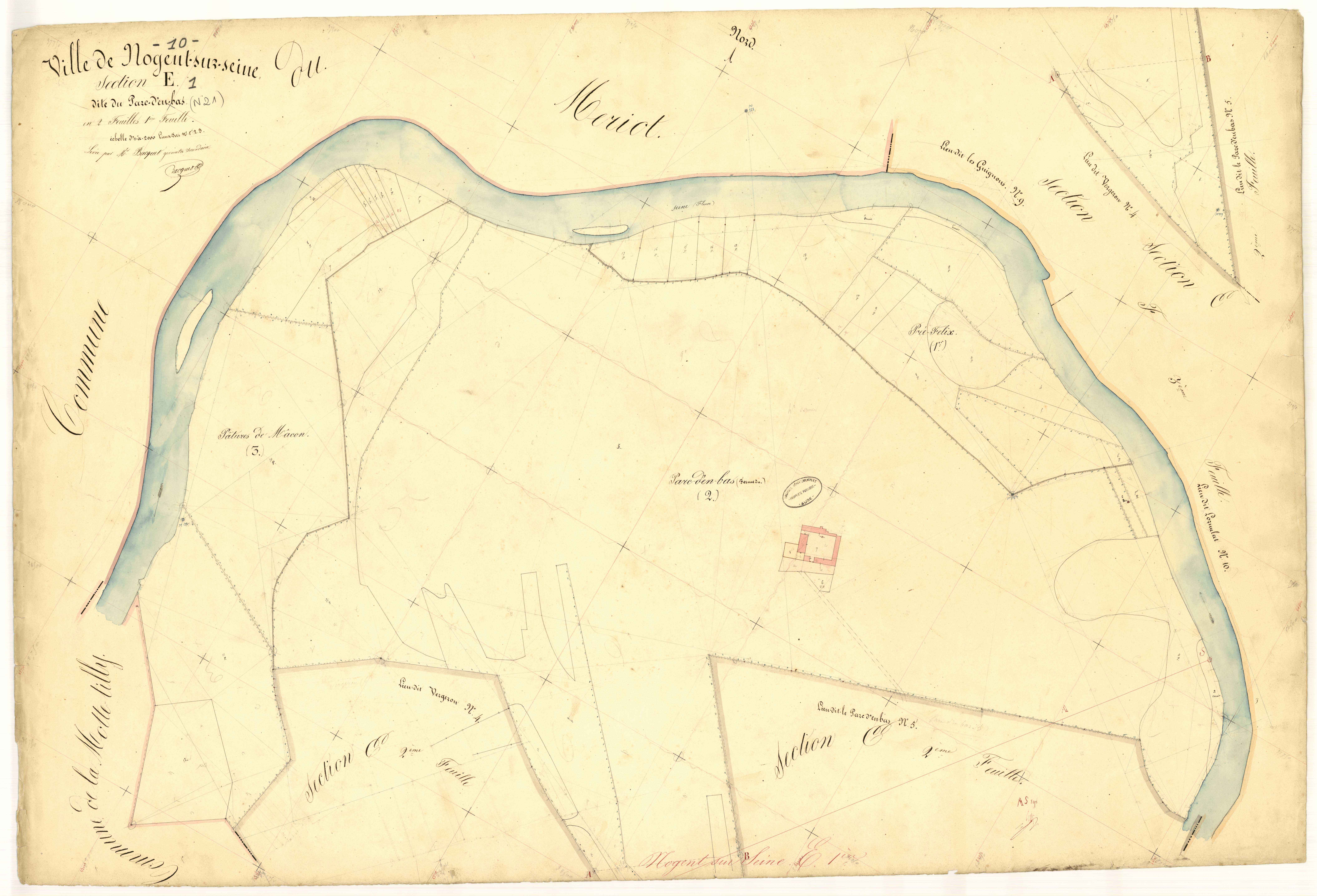 Nogent-sur-Seine, section E dite du parc d'en bas, feuille  n° 1