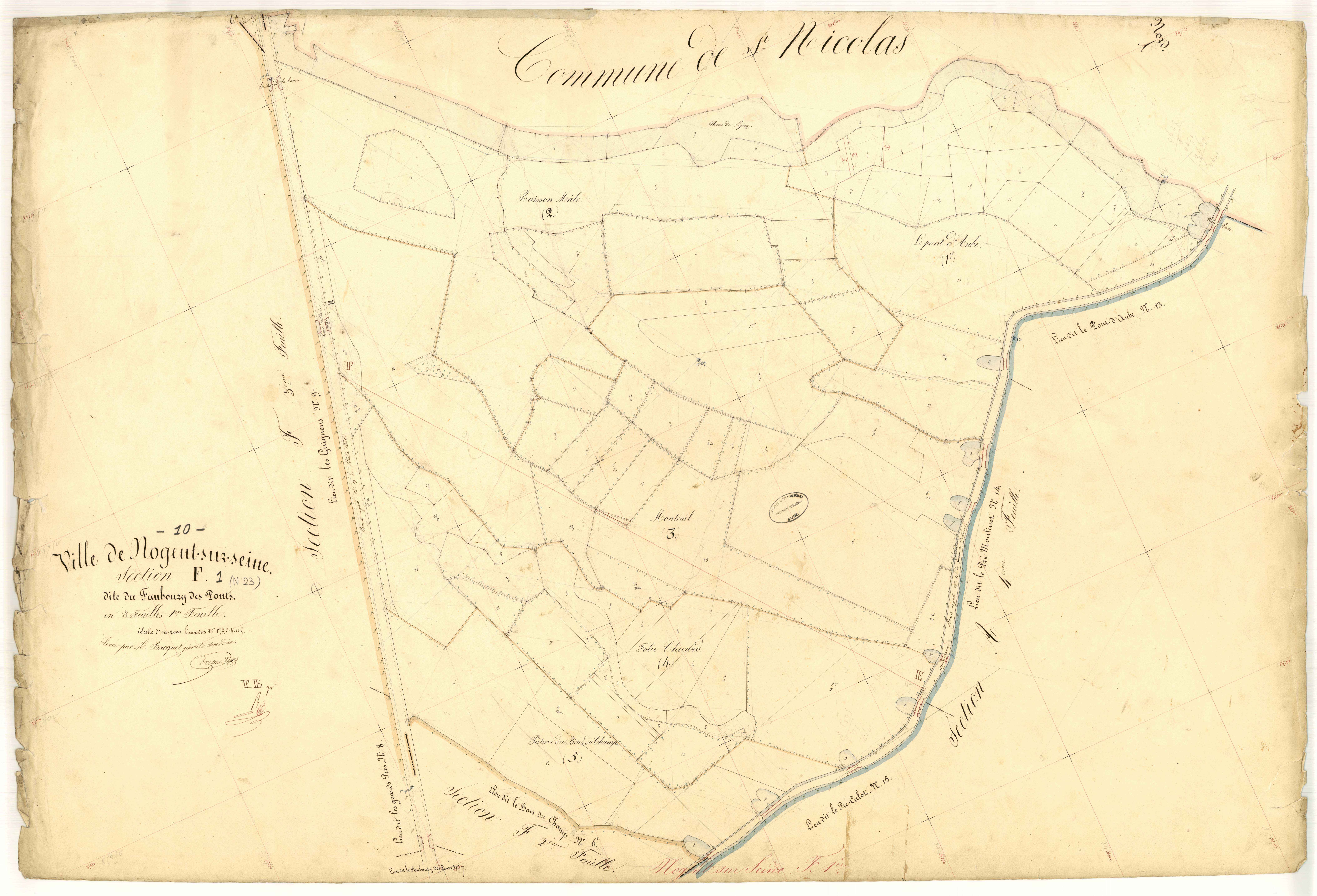 Nogent-sur-Seine, section F dite du faubourg des ponts, feuille  n° 1