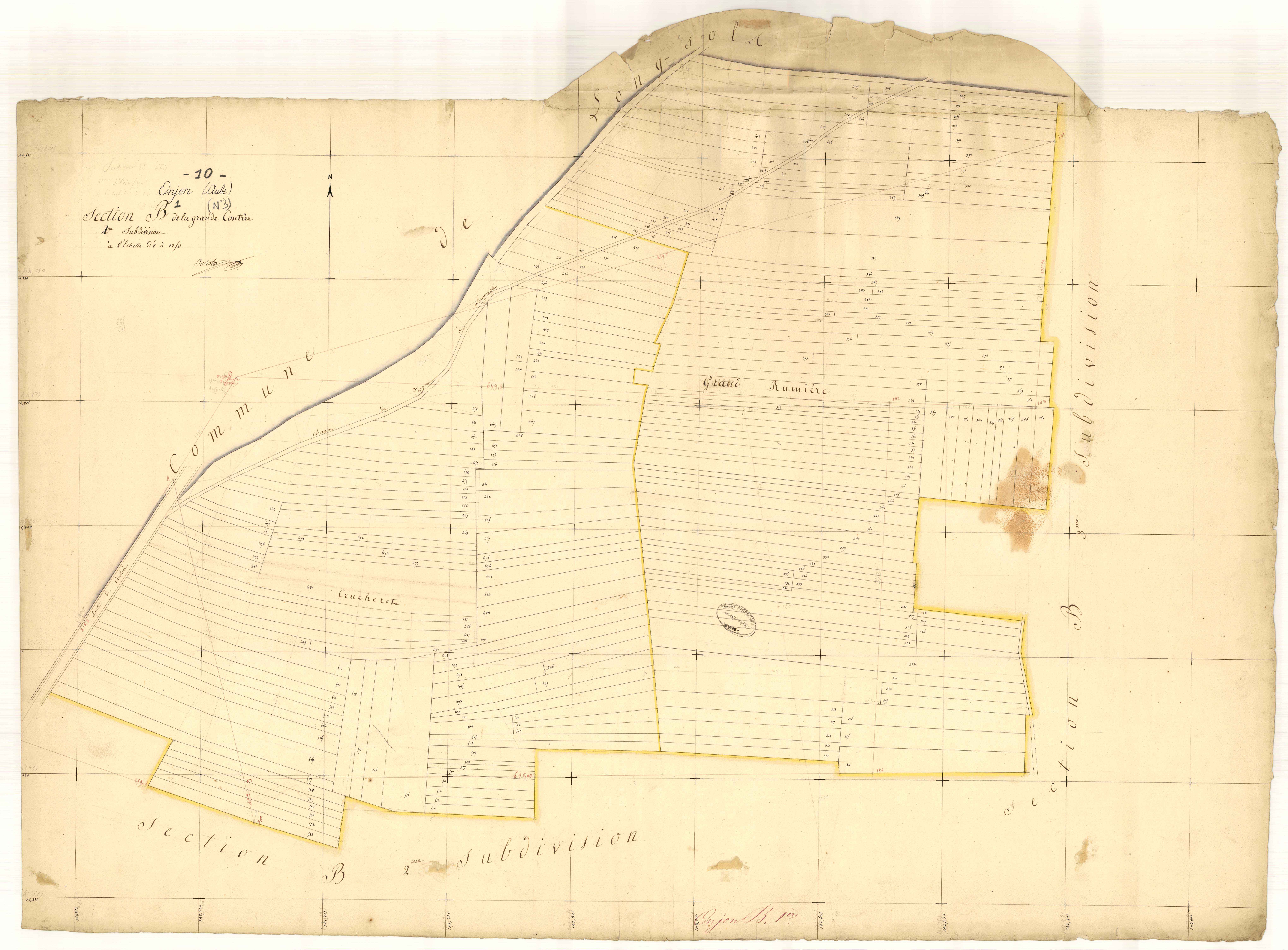 Onjon, section B dite de la grande contrée, feuille n° 1