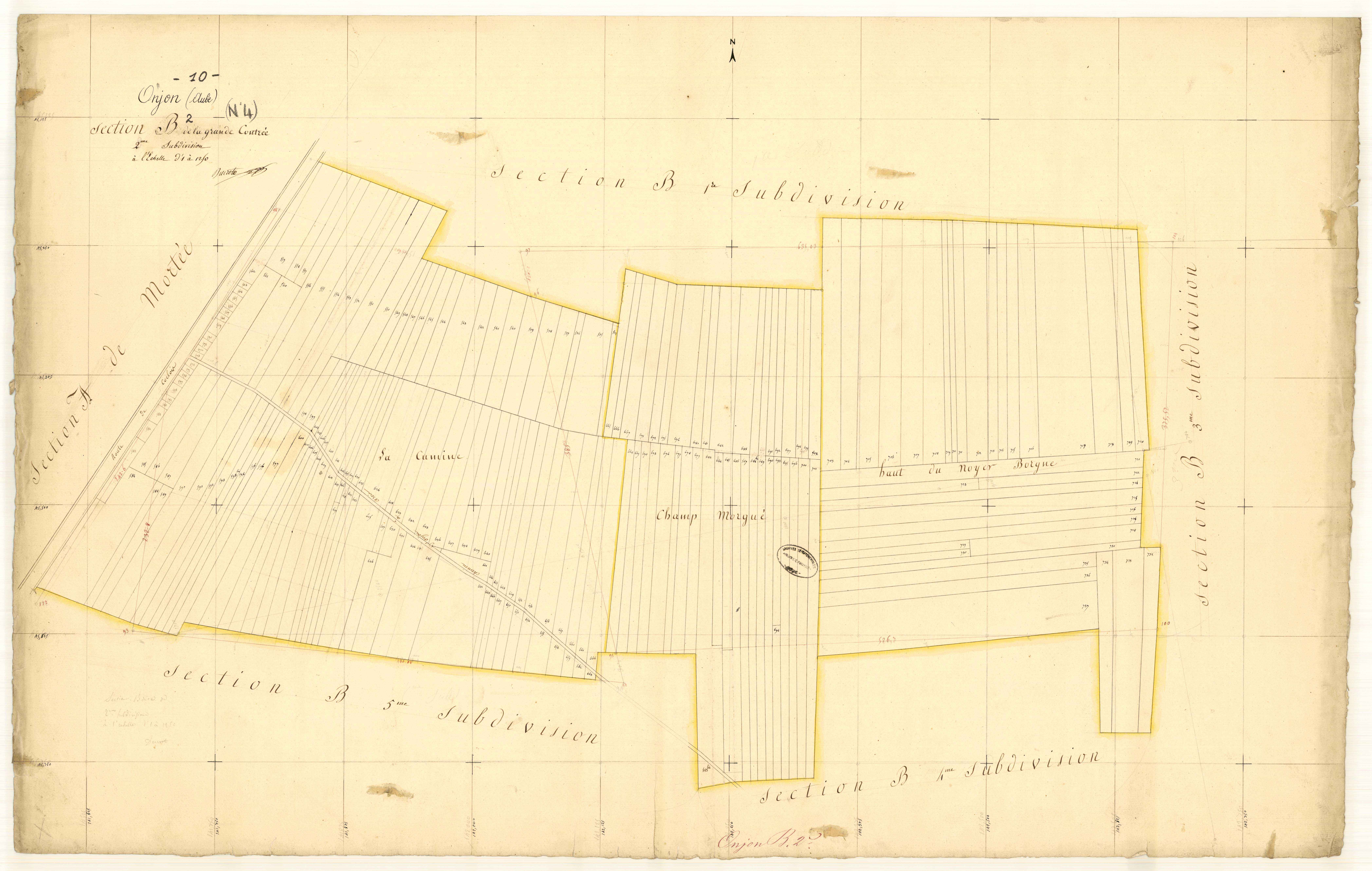 Onjon, section B dite de la grande contrée, feuille n° 2