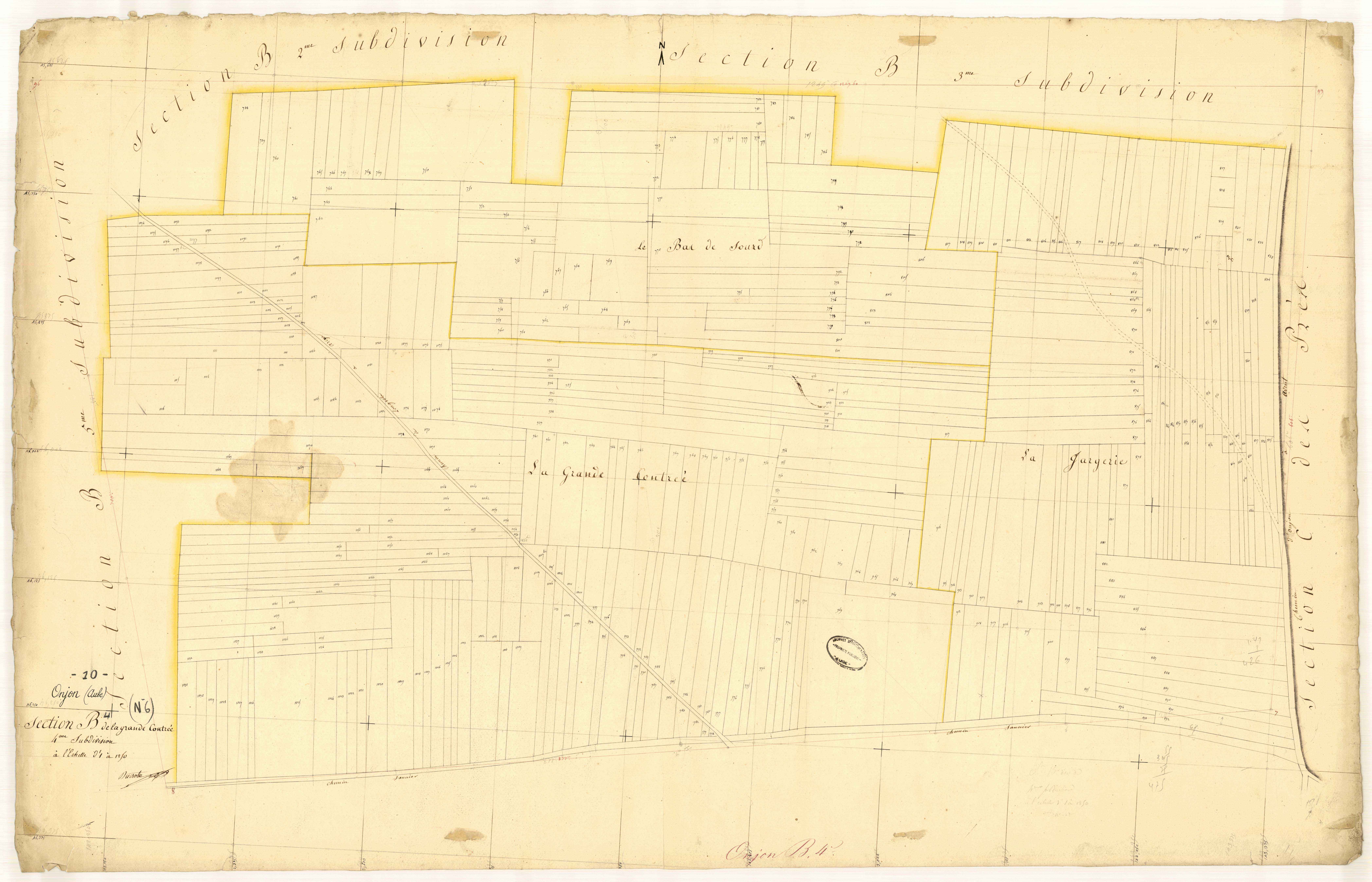 Onjon, section B dite de la grande contrée, feuille n° 4