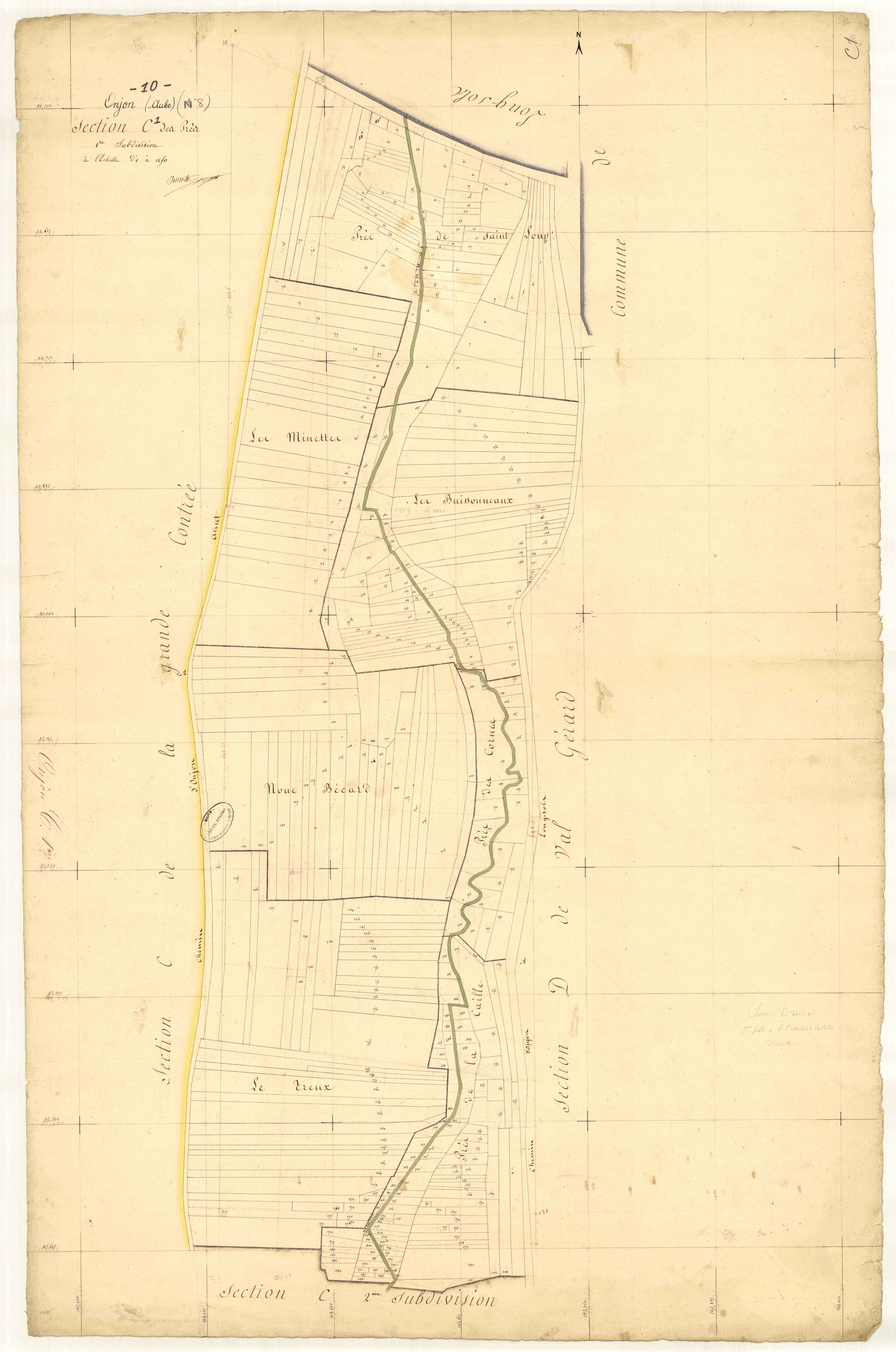 Onjon, section C dite des près, feuille n° 1
