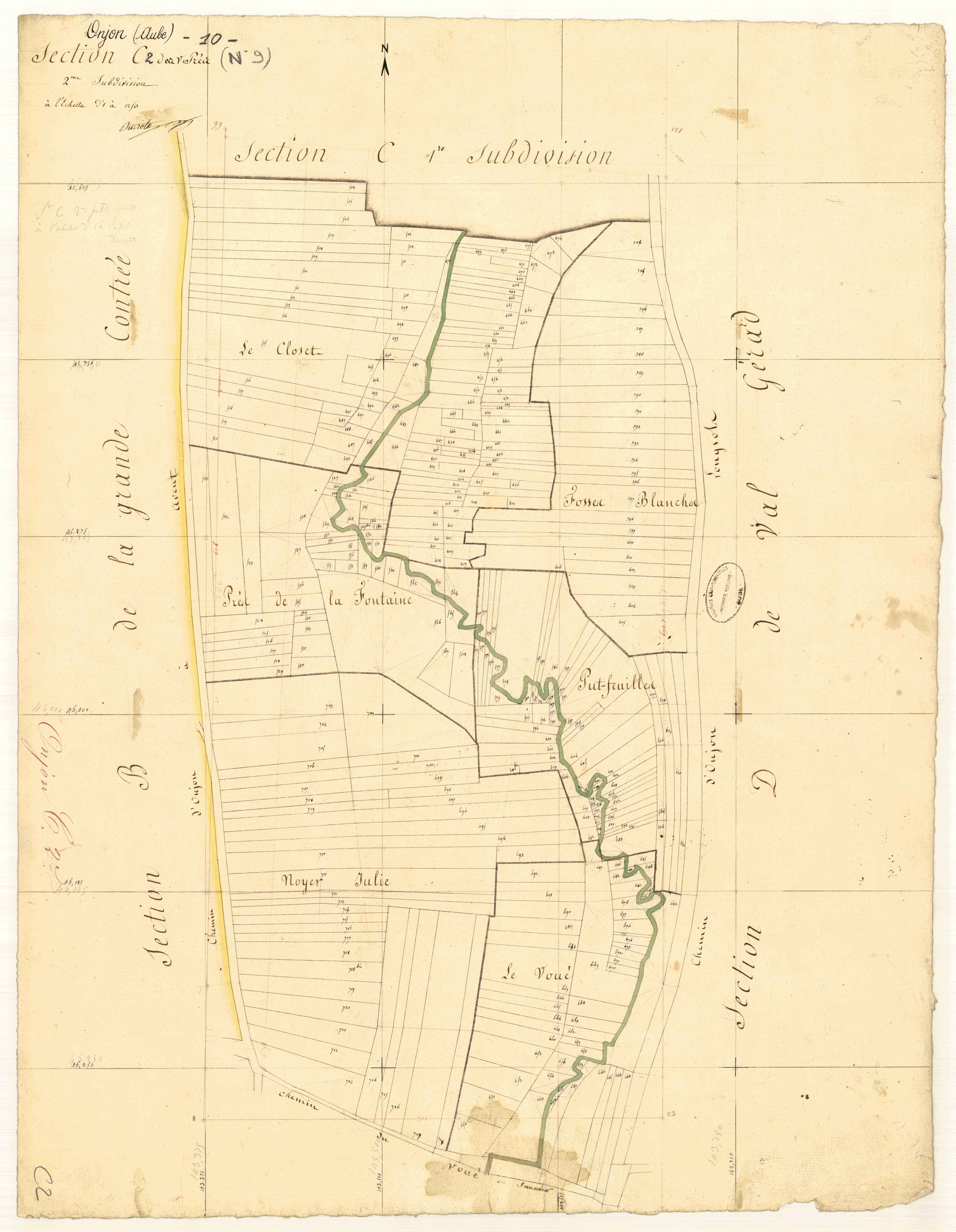 Onjon, section C dite des près, feuille n° 2