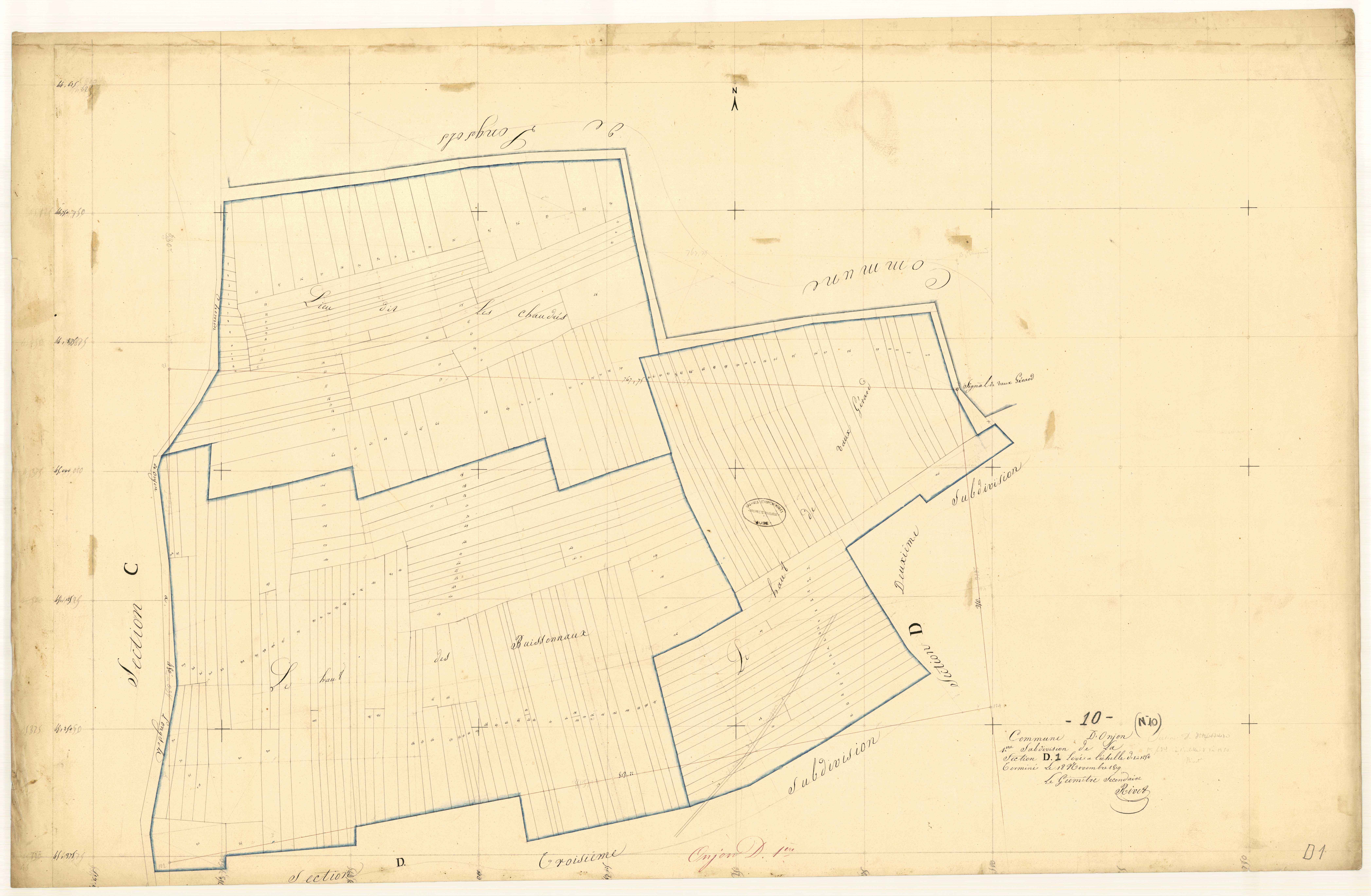 Onjon, section D dite de Vaugirard, feuille  n° 1