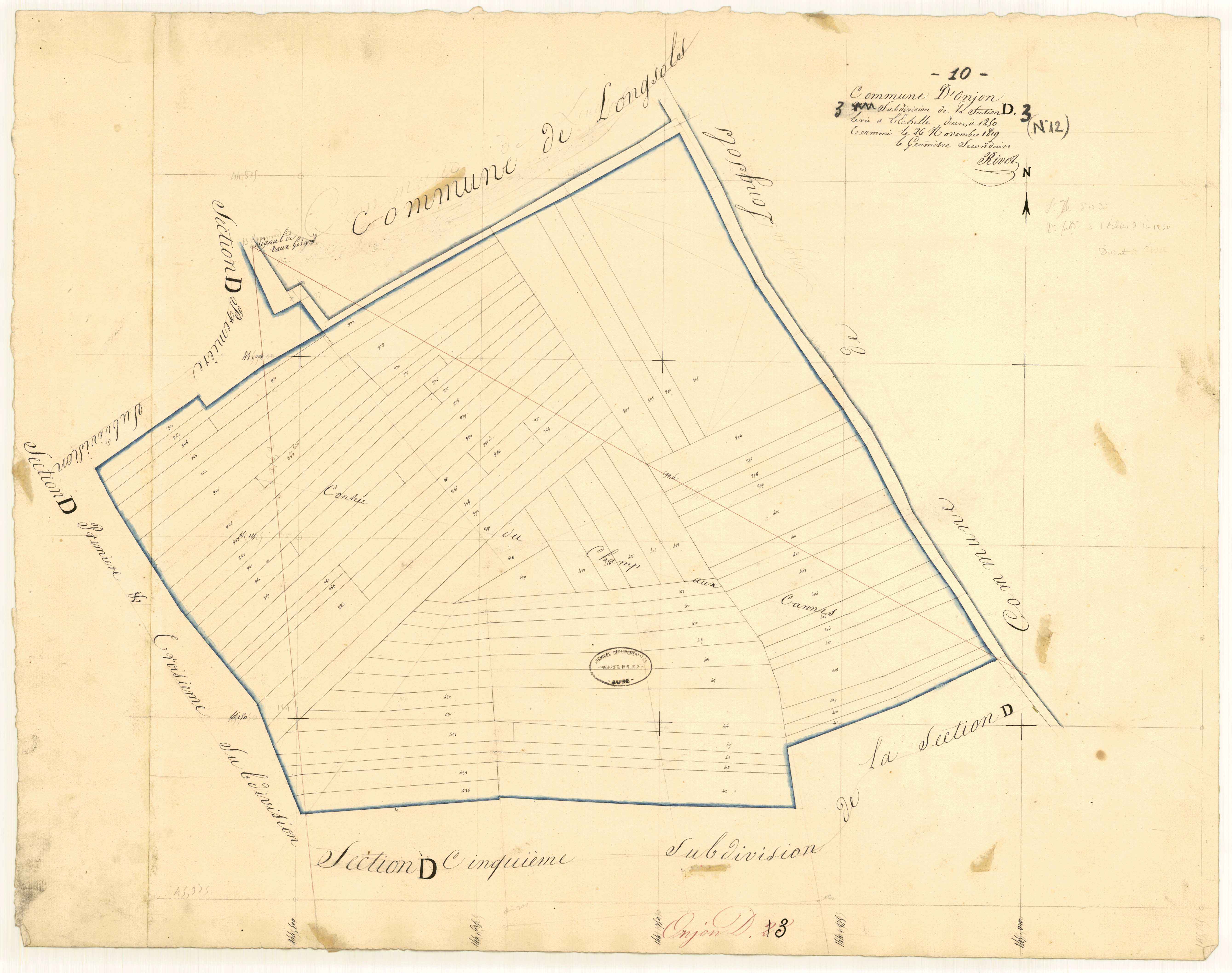 Onjon, section D dite de Vaugirard, feuille n° 3
