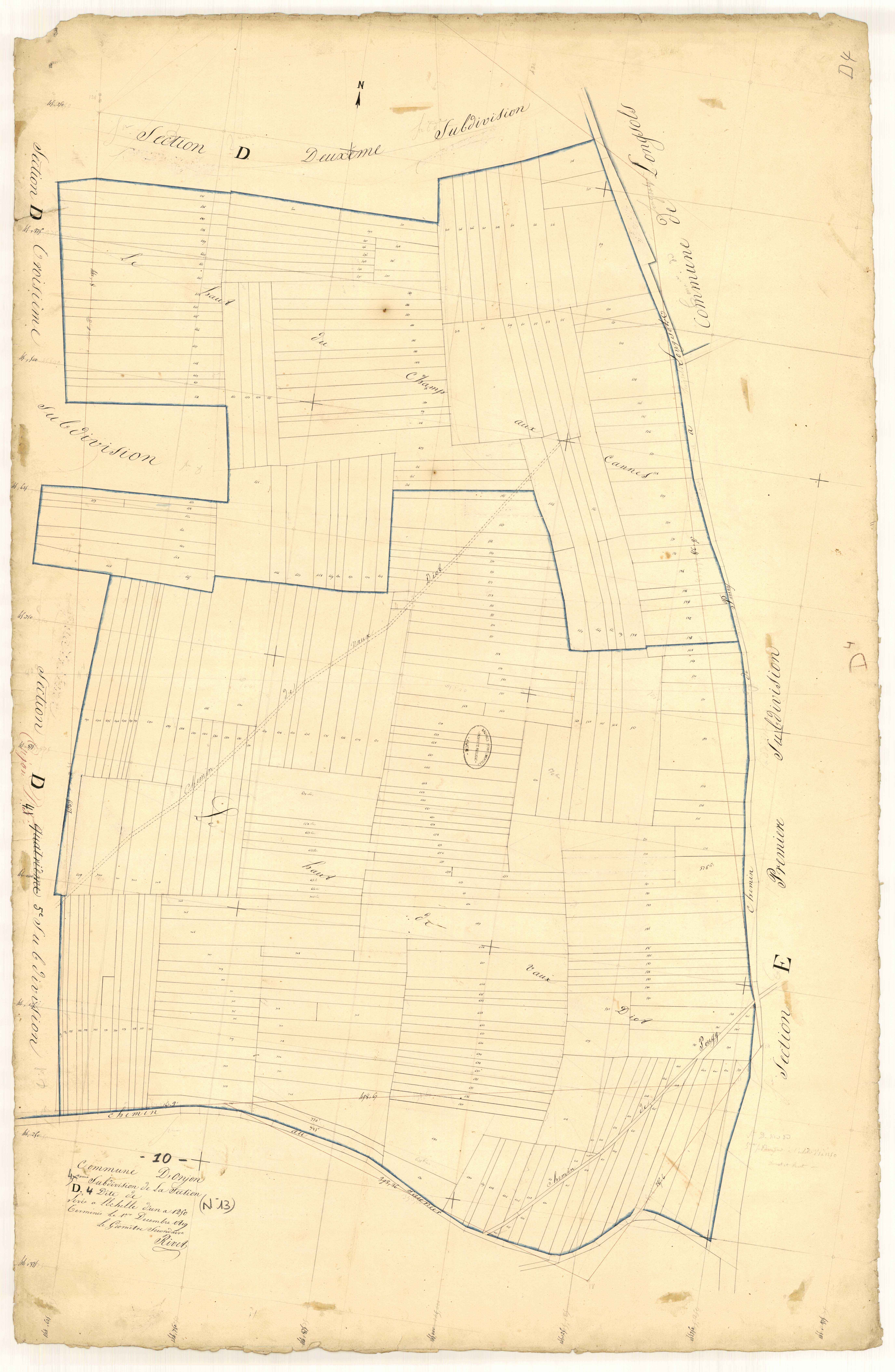 Onjon, section D dite de Vaugirard, feuille n° 4