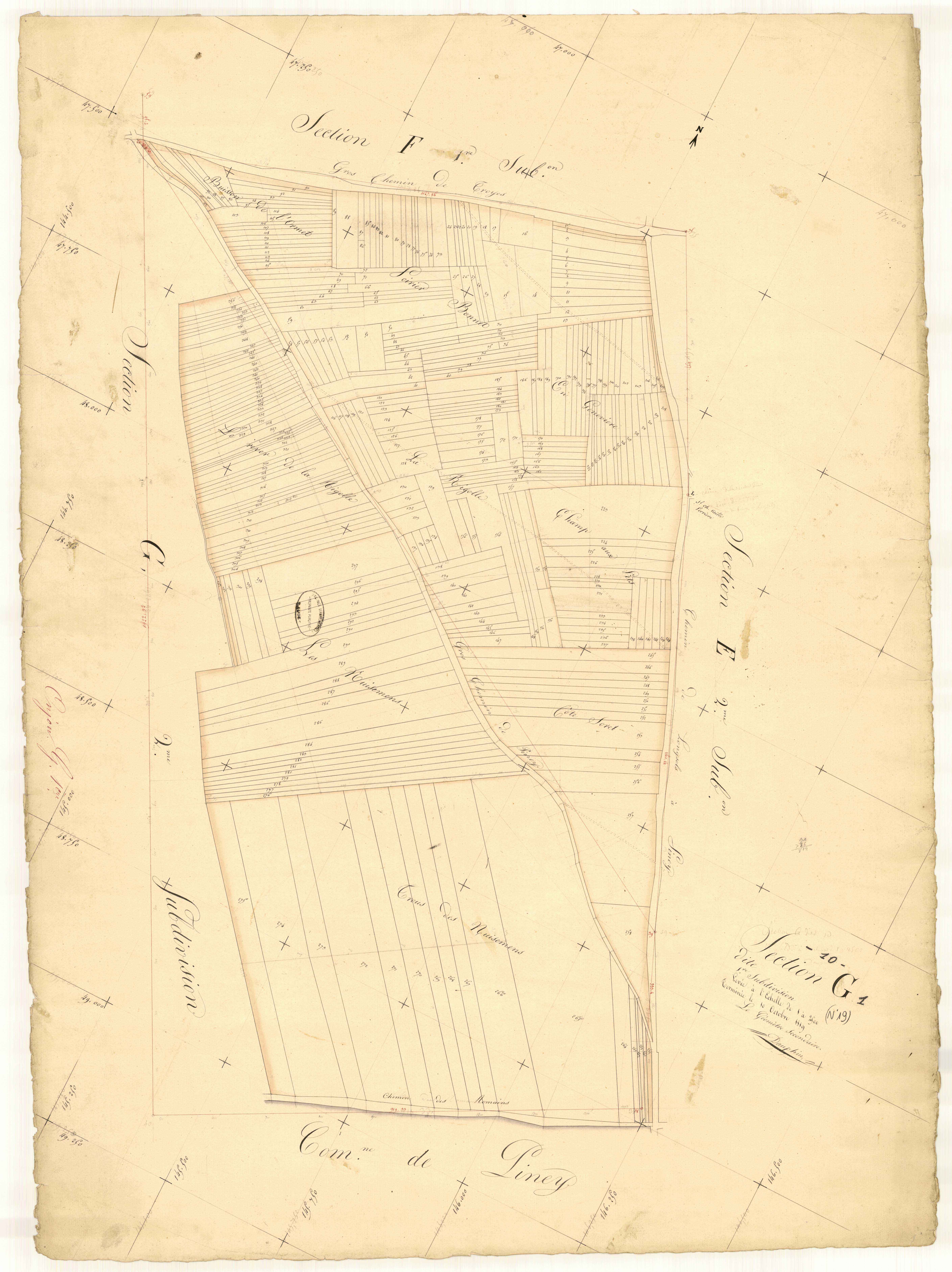 Onjon, section G dite de la Louvière, feuille n° 1