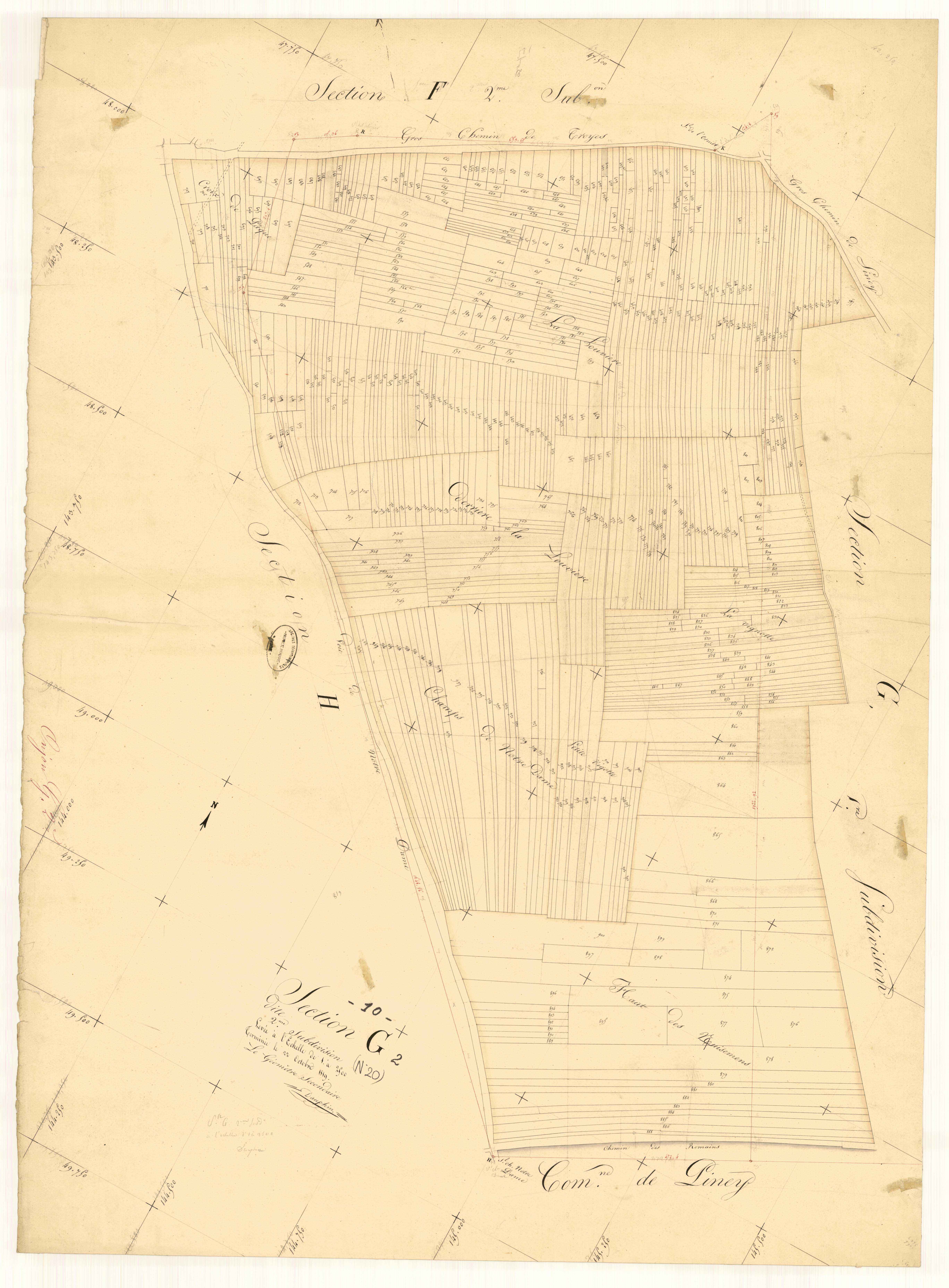 Onjon, section G dite de la Louvière, feuille n° 2