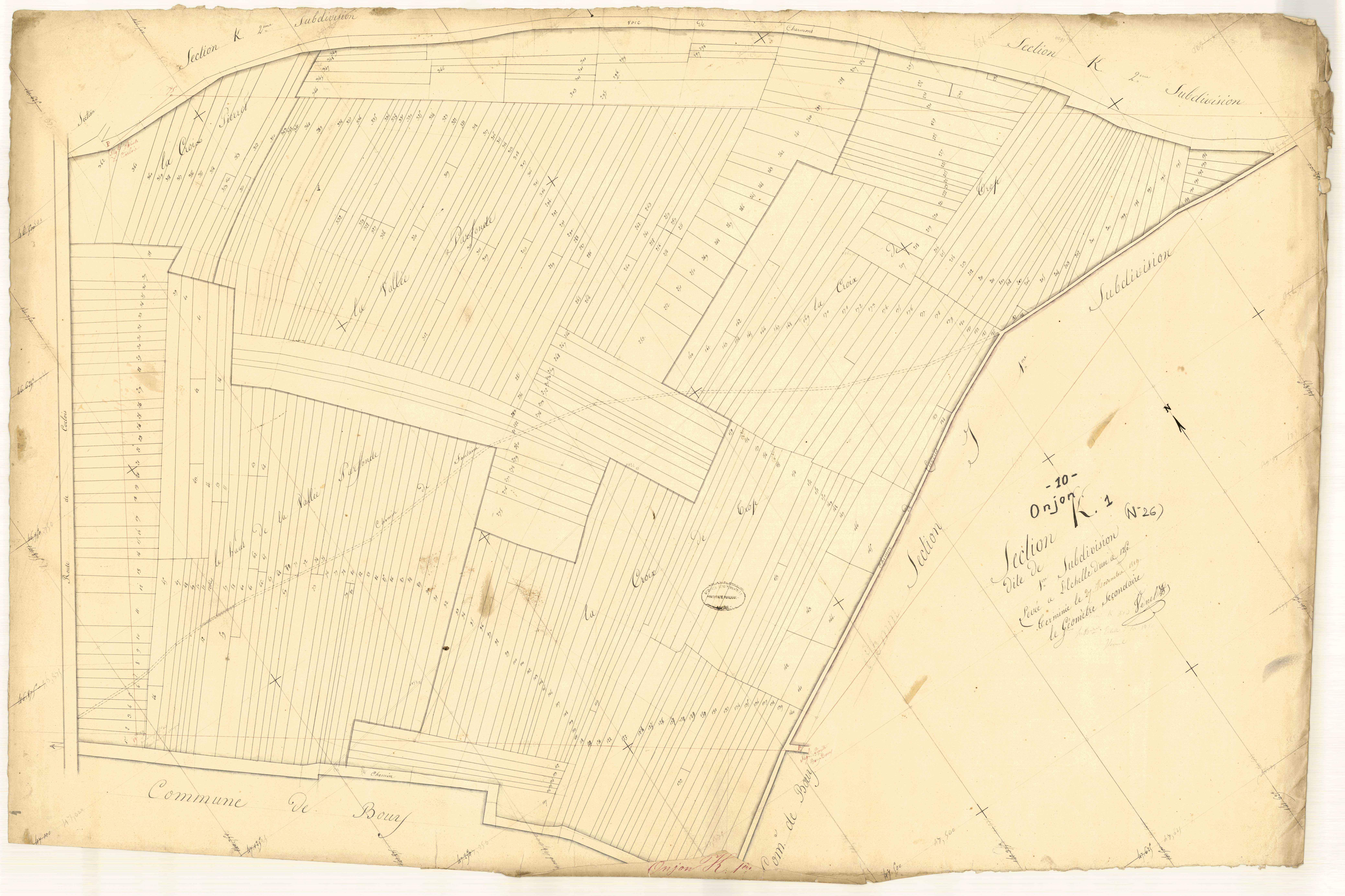 Onjon, section K dite des Andins, feuille n° 1