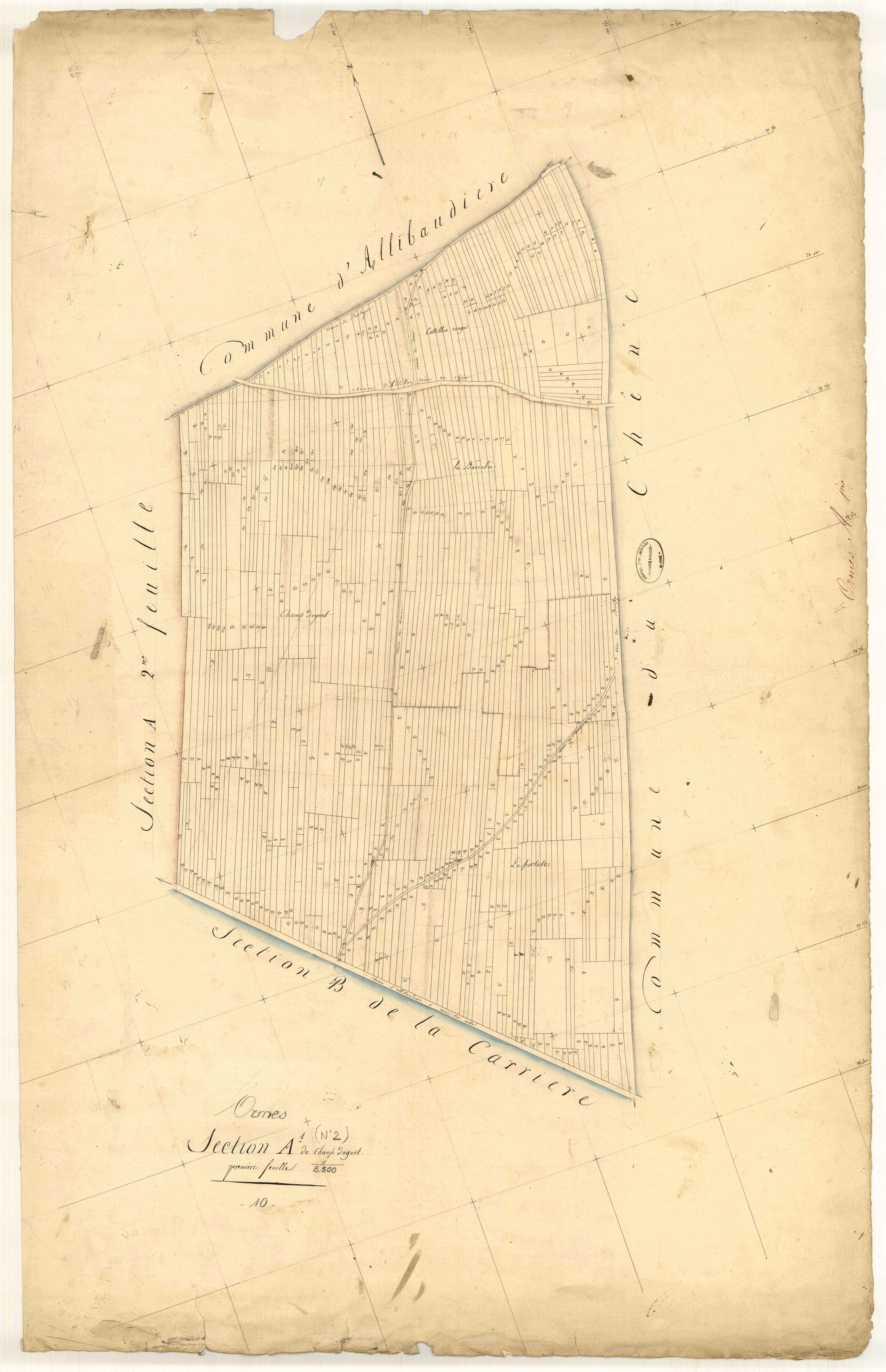 Ormes, section A dite du champ Daguet, feuille n° 1