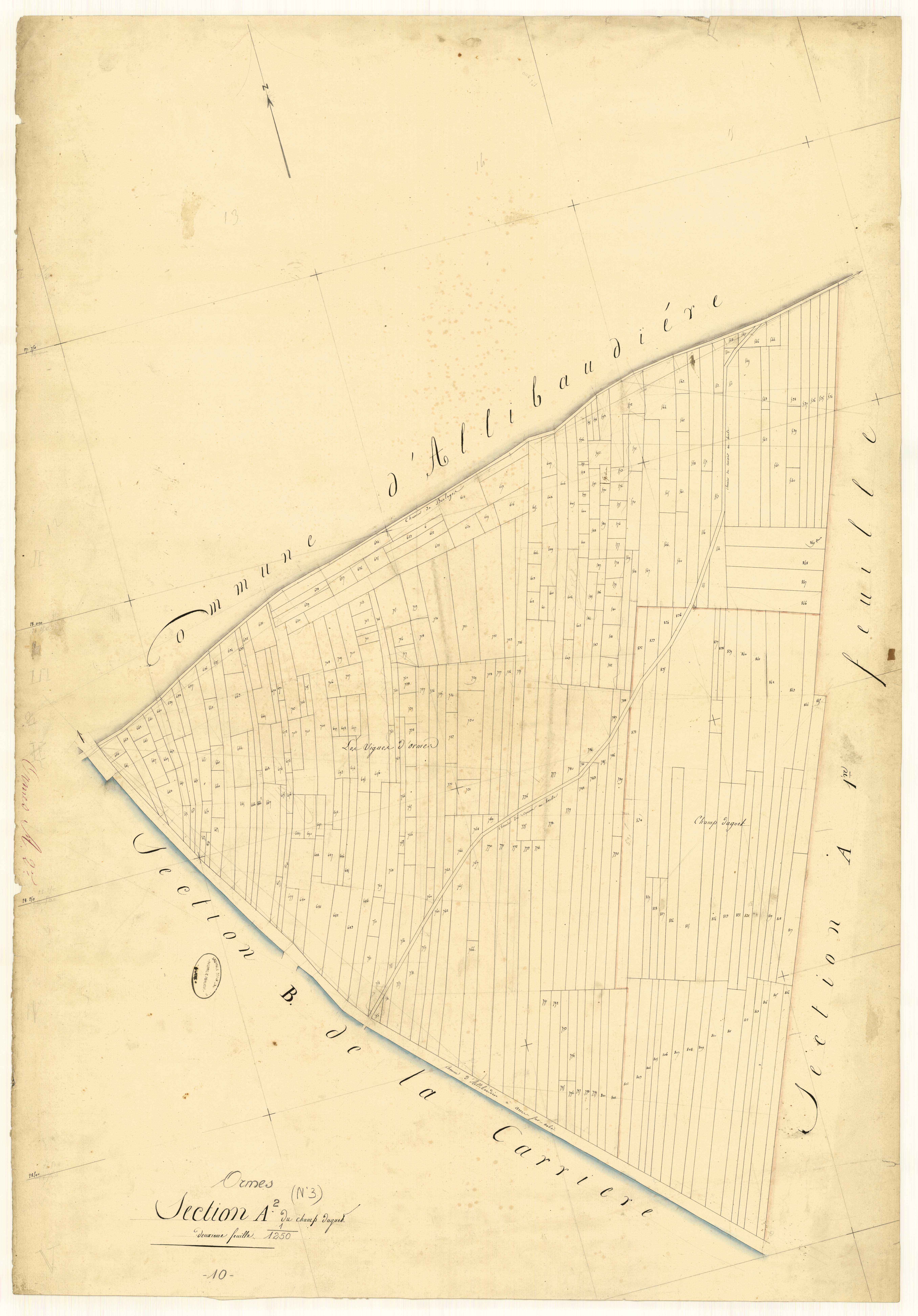 Ormes, section A dite du champ Daguet, feuille n° 2