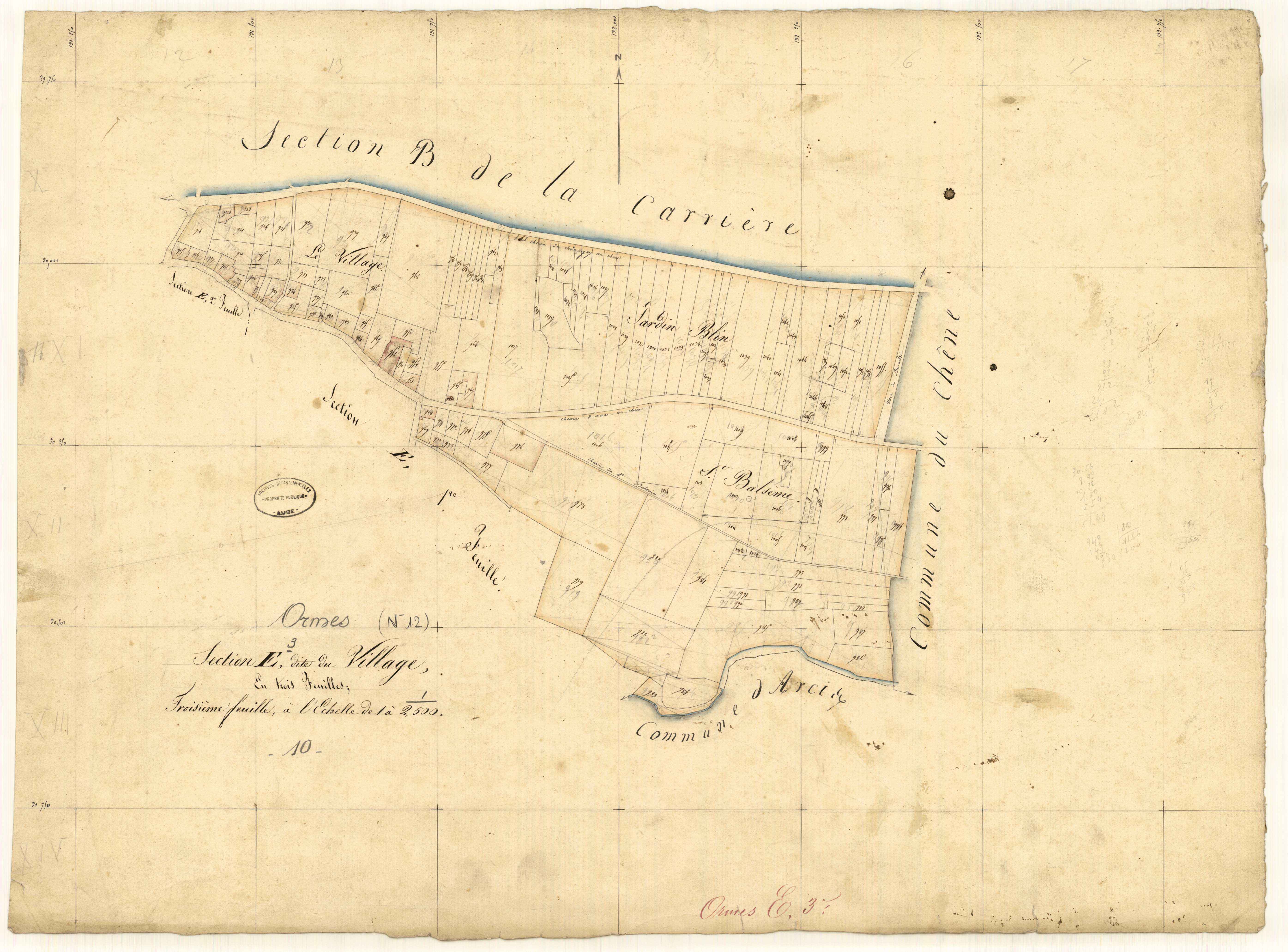 Ormes, section E dite du village, feuille n° 3
