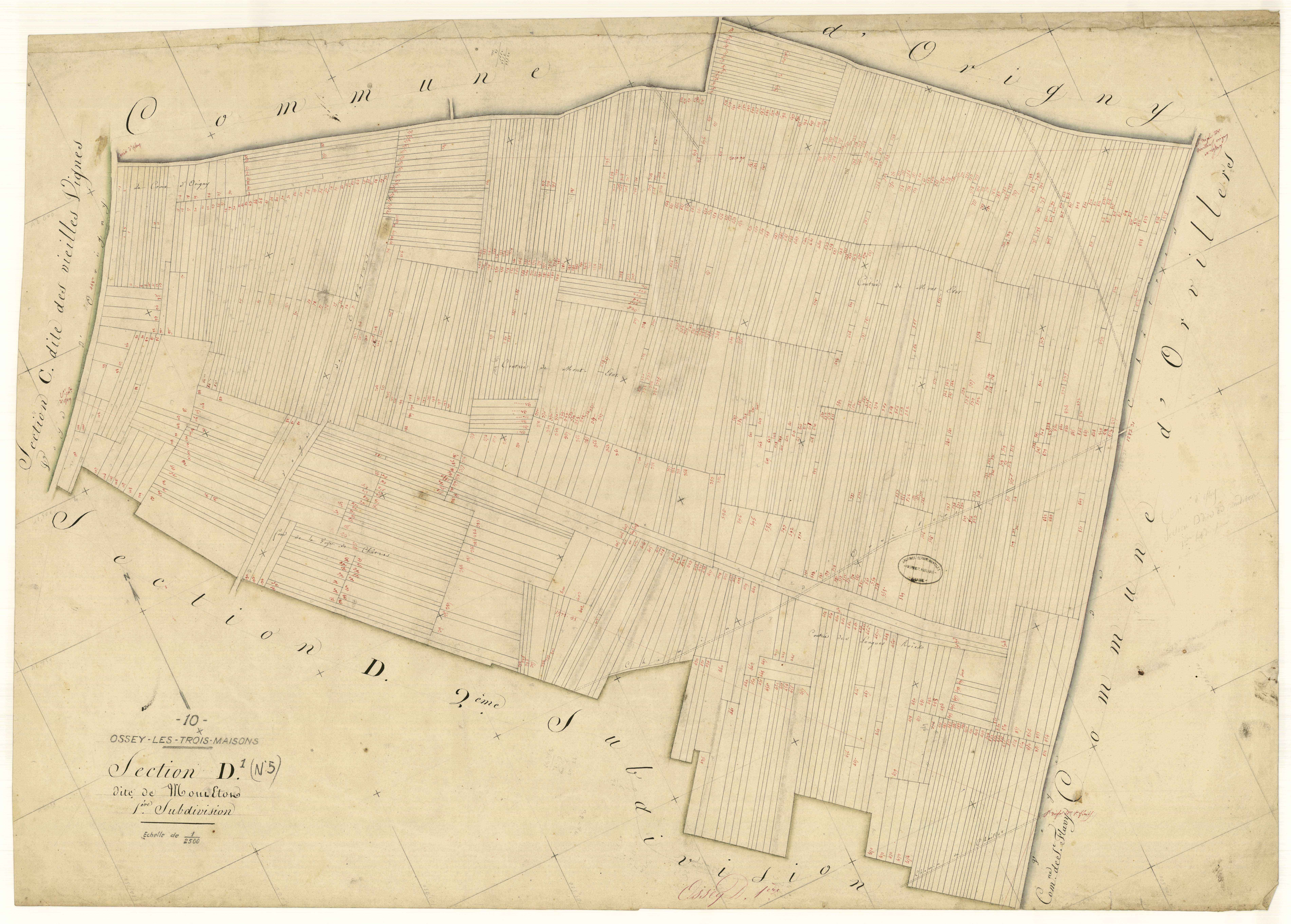 Ossey-les-Trois-Maisons, section D dite de Mont-Etor, feuille n° 1