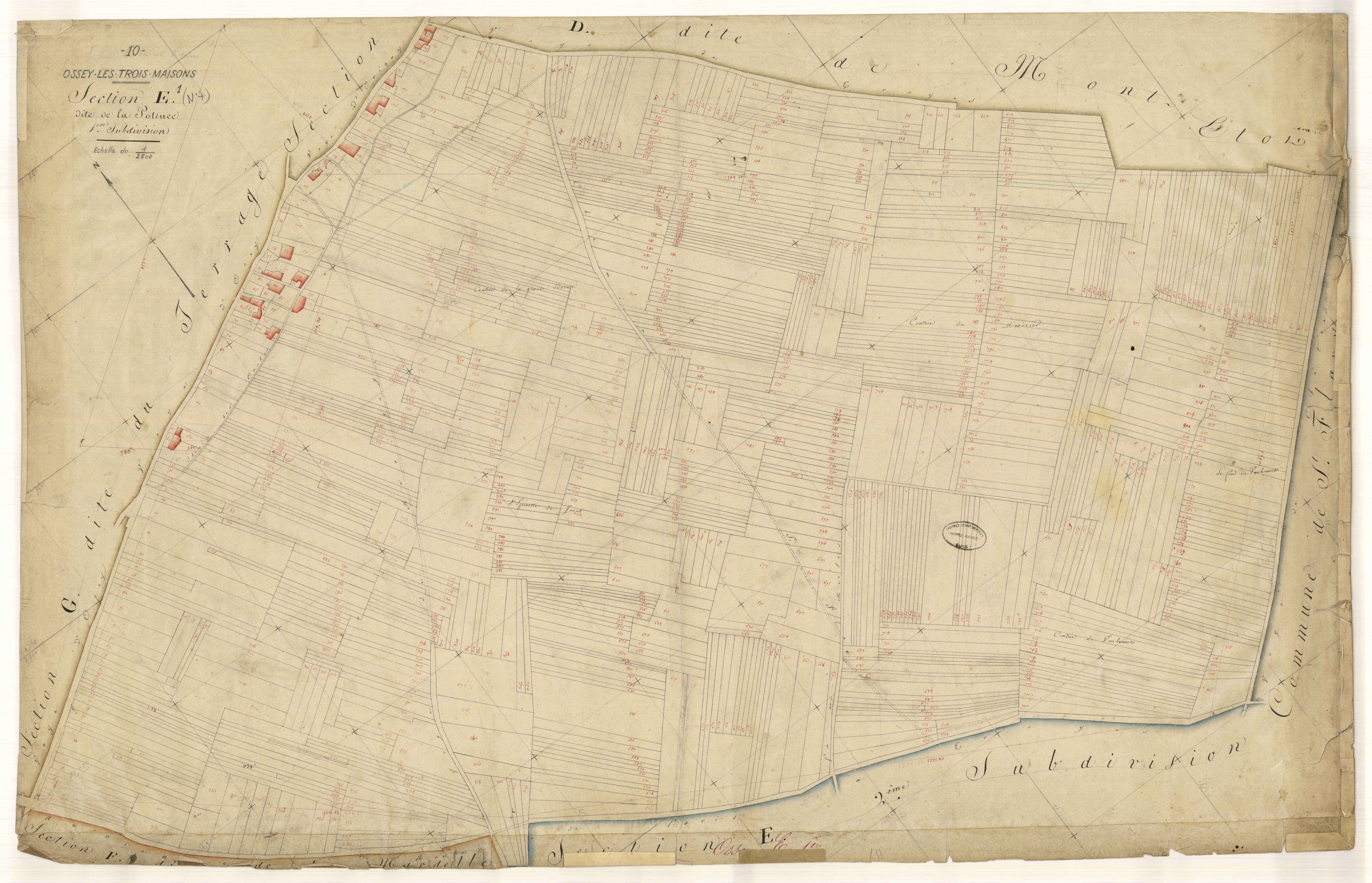 Ossey-les-Trois-Maisons, section E dite de la Potence, feuille n° 1