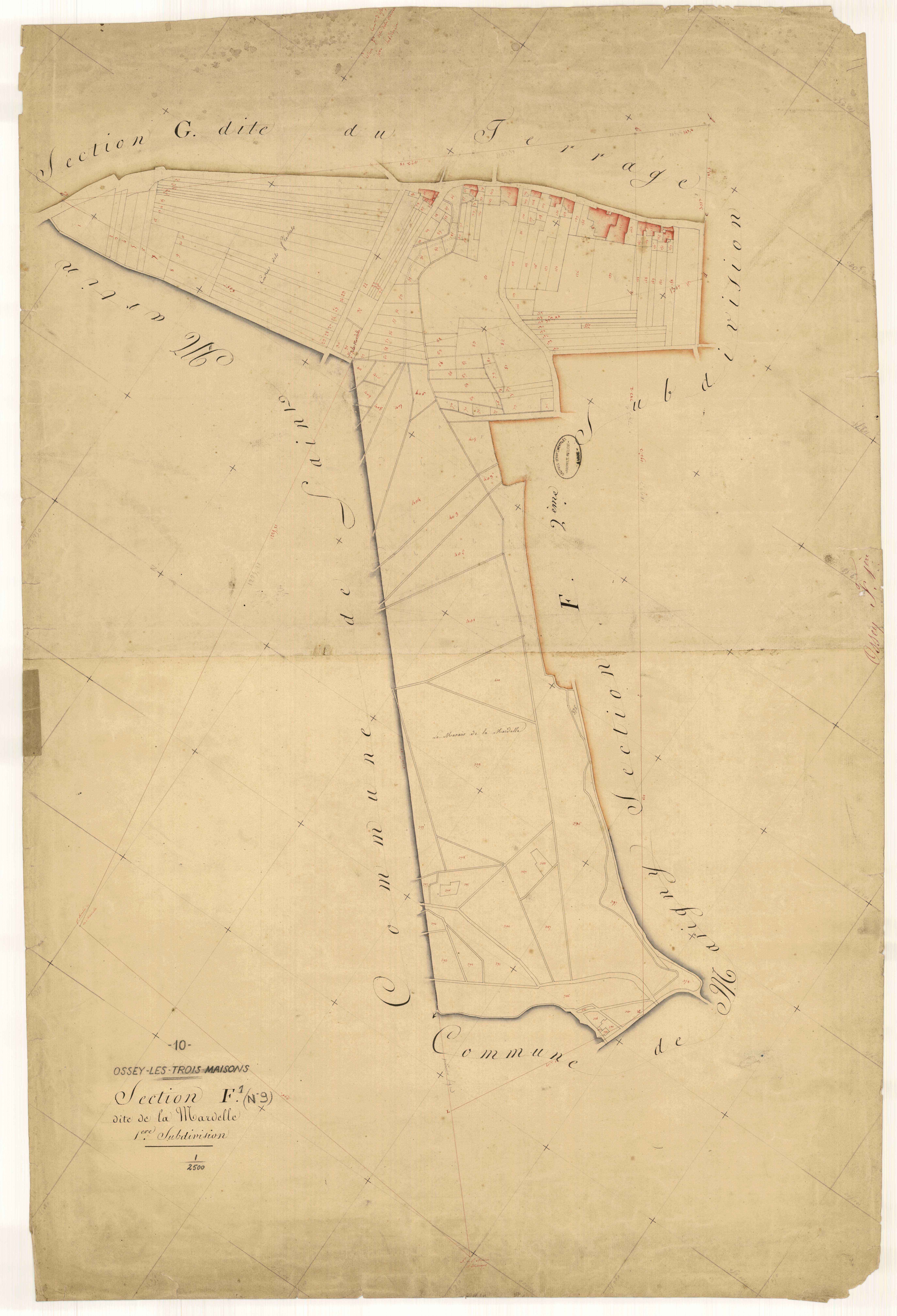 Ossey-les-Trois-Maisons, section F dite de la Marvelle, feuille n° 1