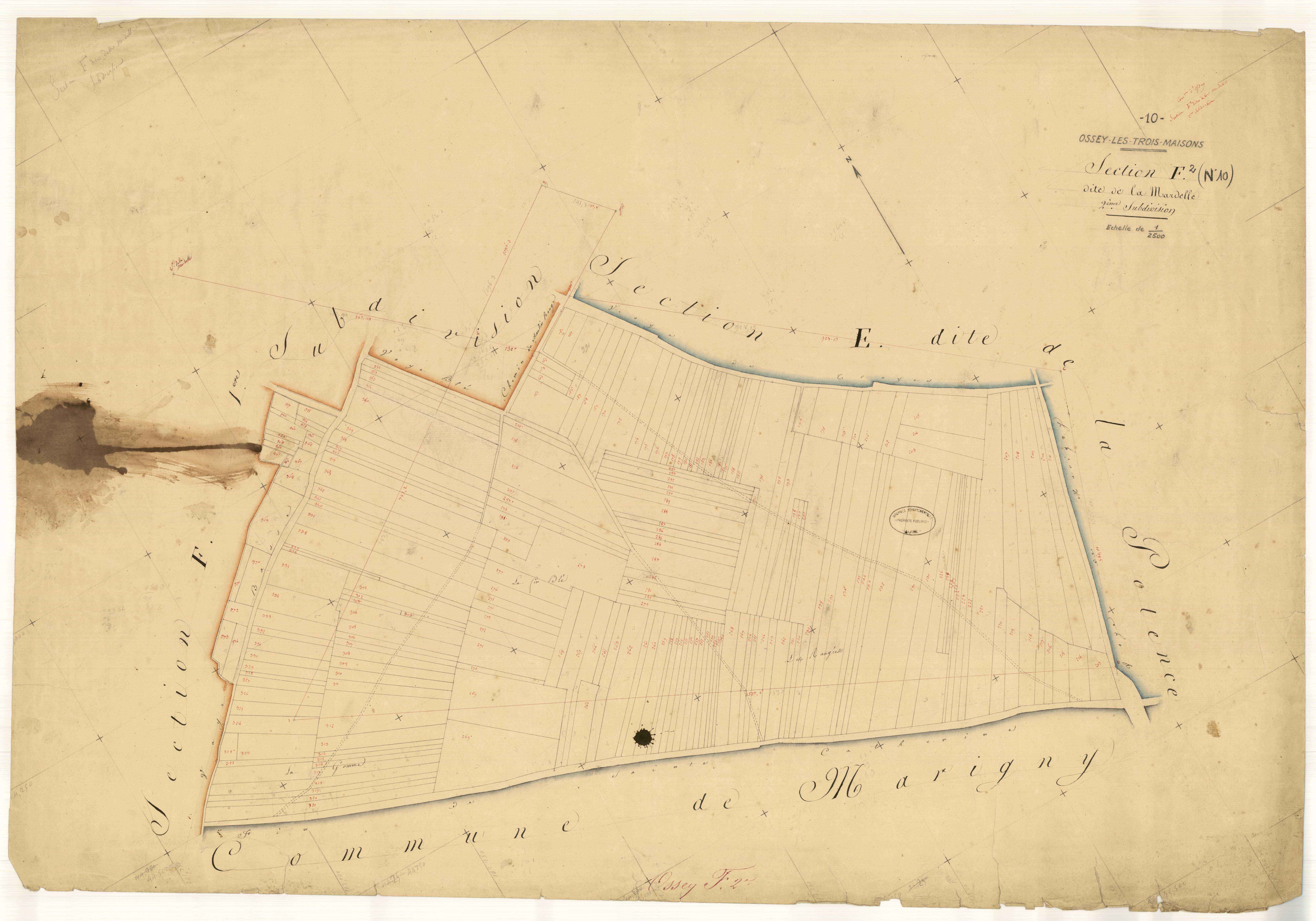 Ossey-les-Trois-Maisons, section F dite de la Marvelle, feuille n° 2