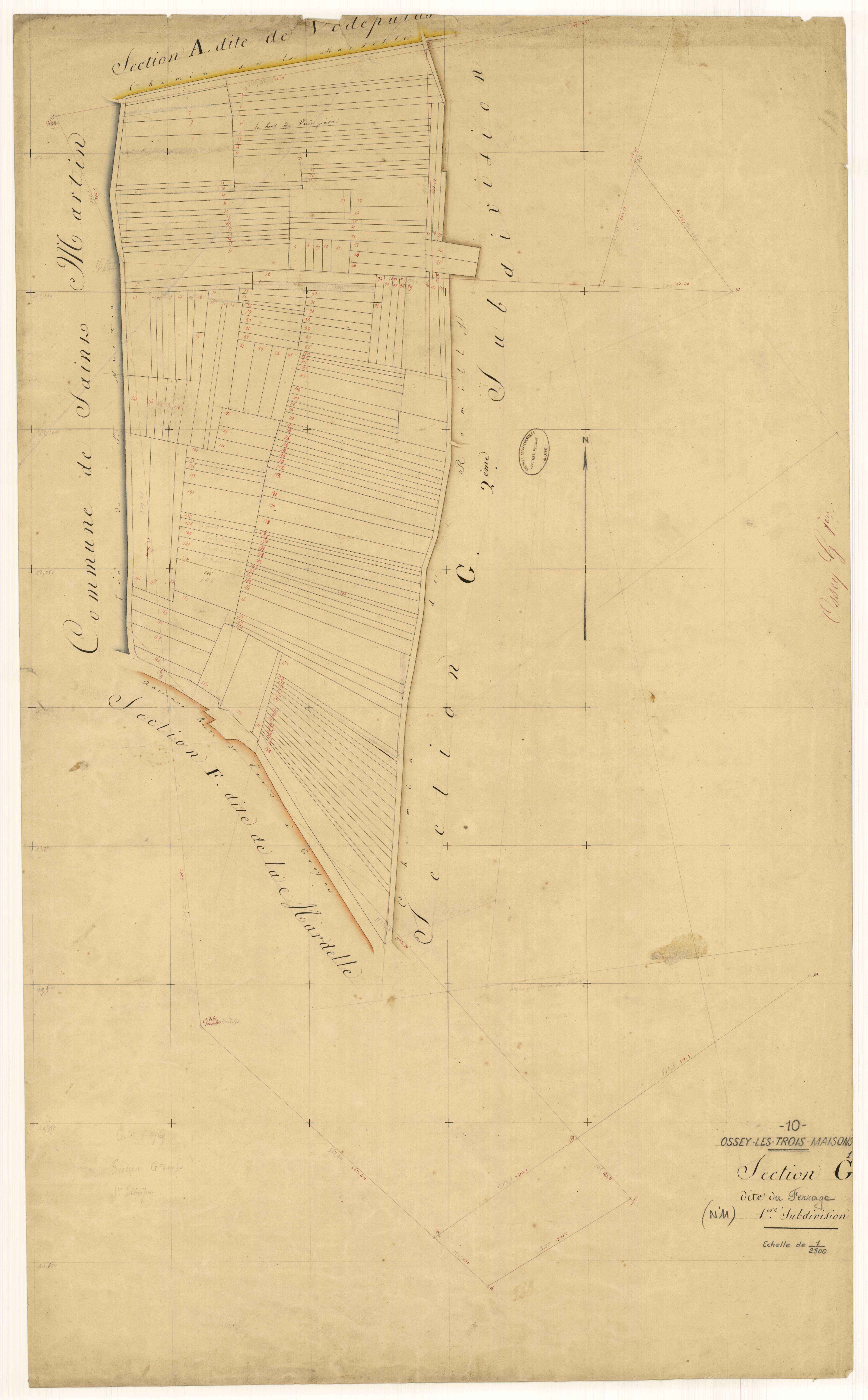 Ossey-les-Trois-Maisons, section G dite du Ferrage, feuille n° 1