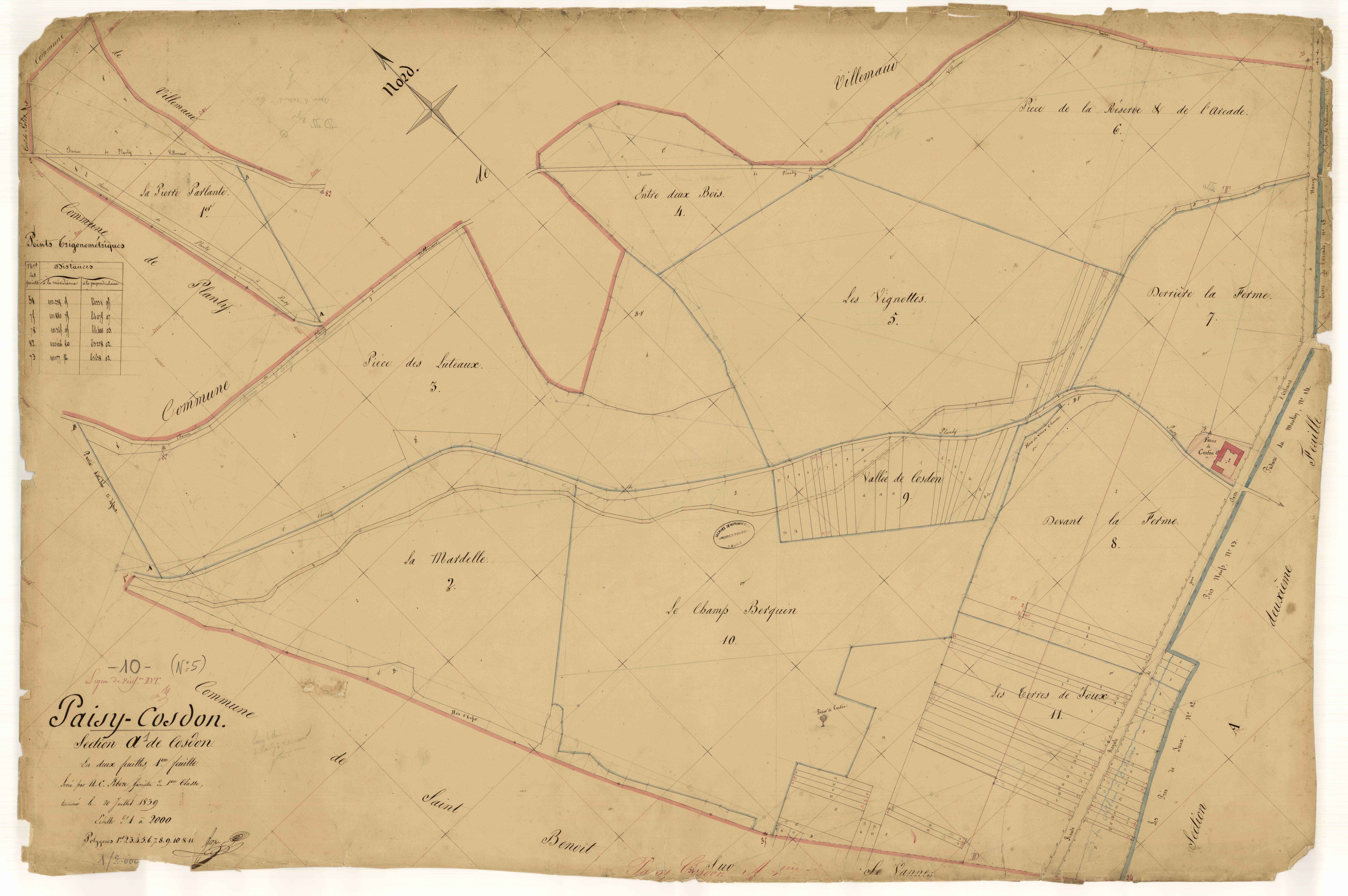 Paisy-Cosdon, section A dite de Cosdon, feuille n° 1