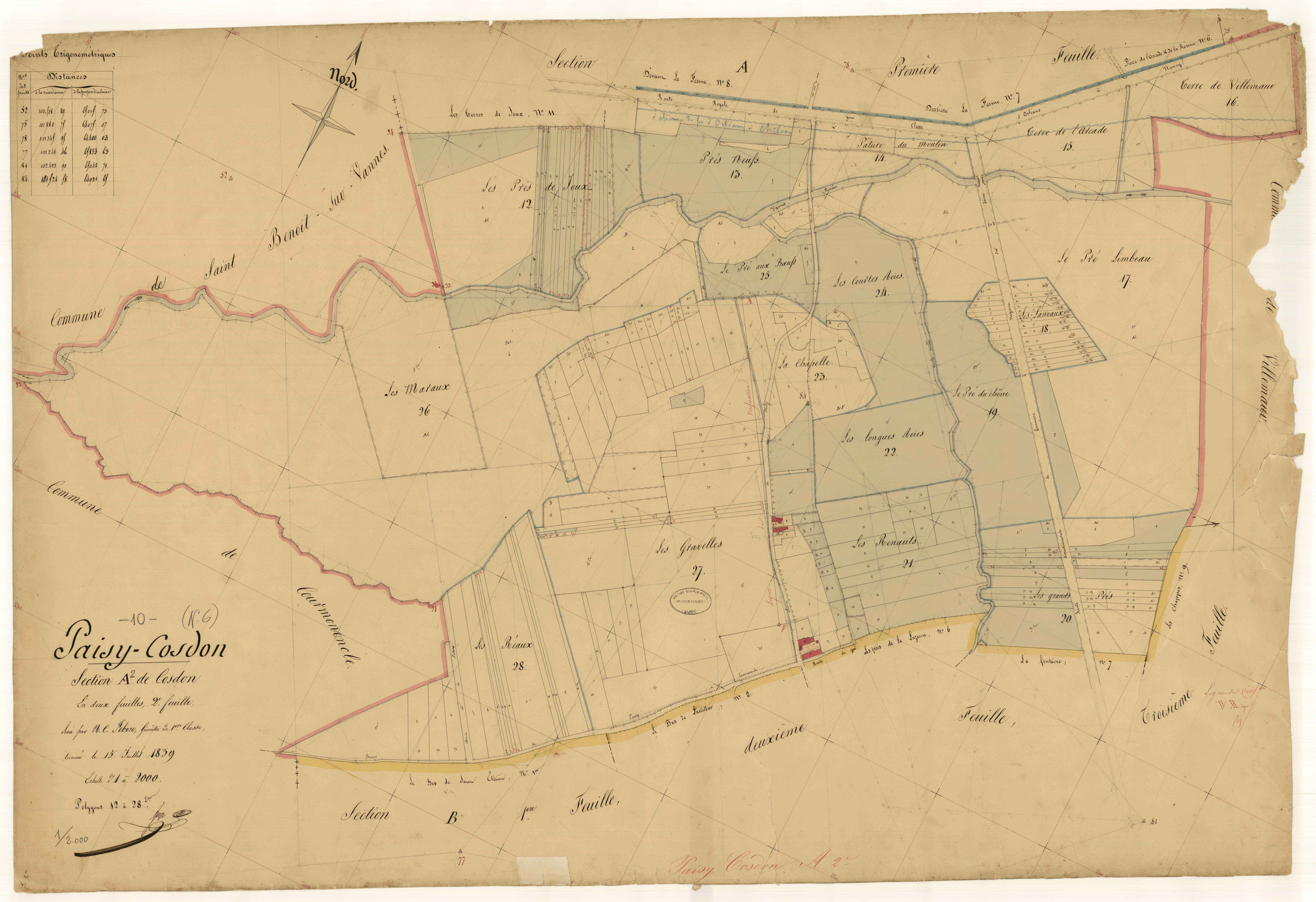 Paisy-Cosdon, section A dite de Cosdon, feuille n° 2
