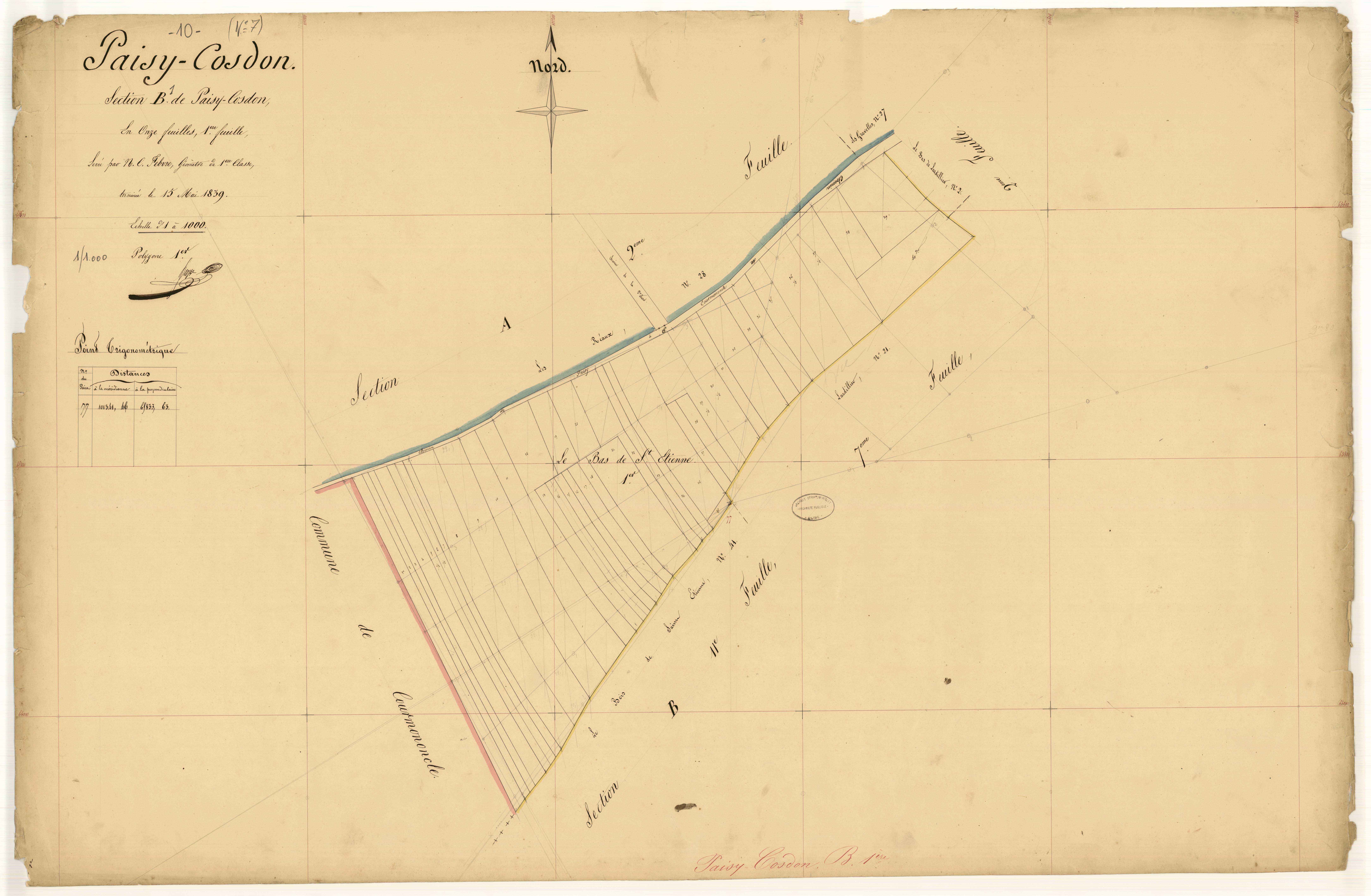 Paisy-Cosdon, section B dite de Paisy-Cosdon, feuille n° 1