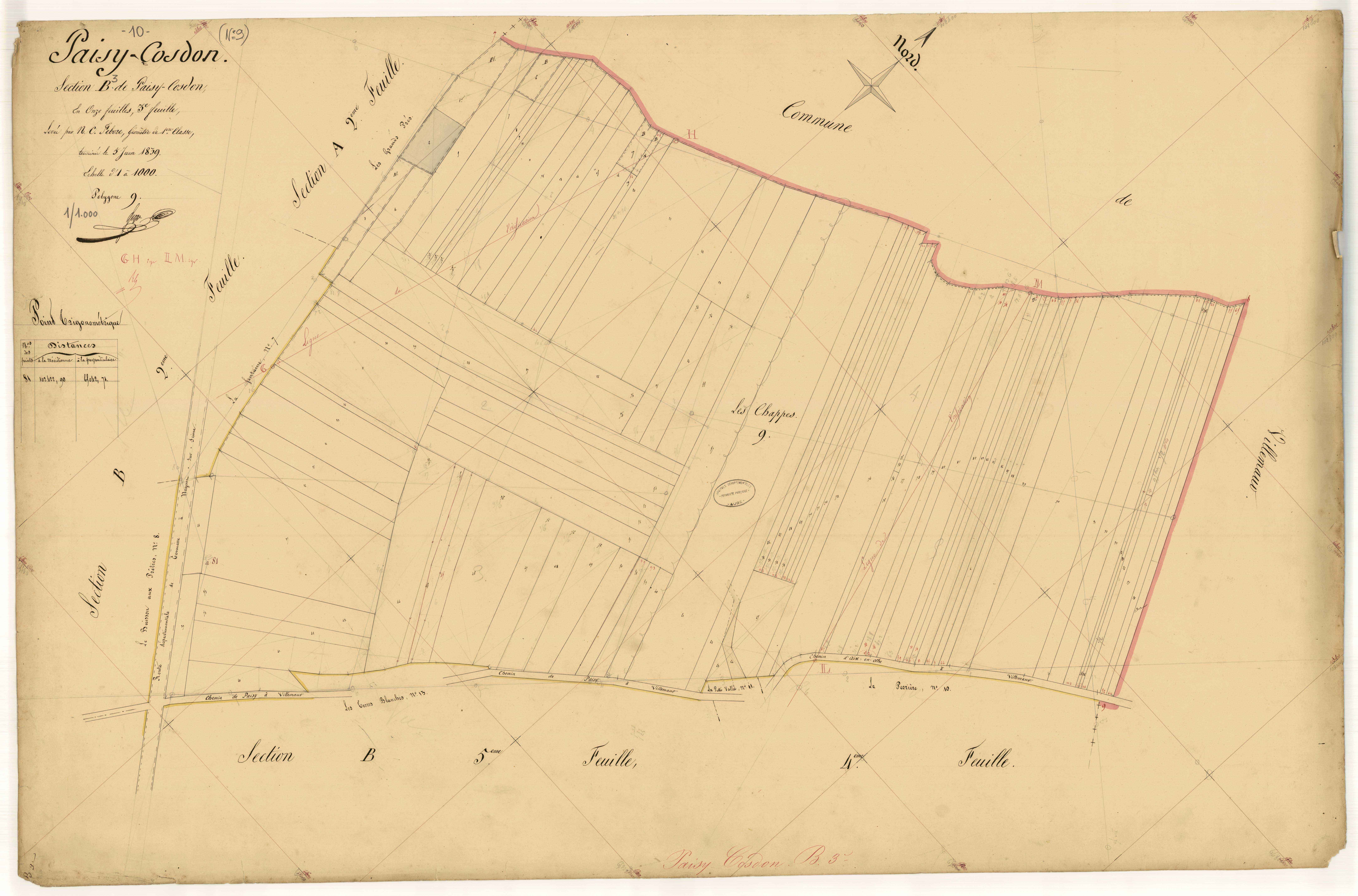 Paisy-Cosdon, section B dite de Paisy-Cosdon, feuille n° 3