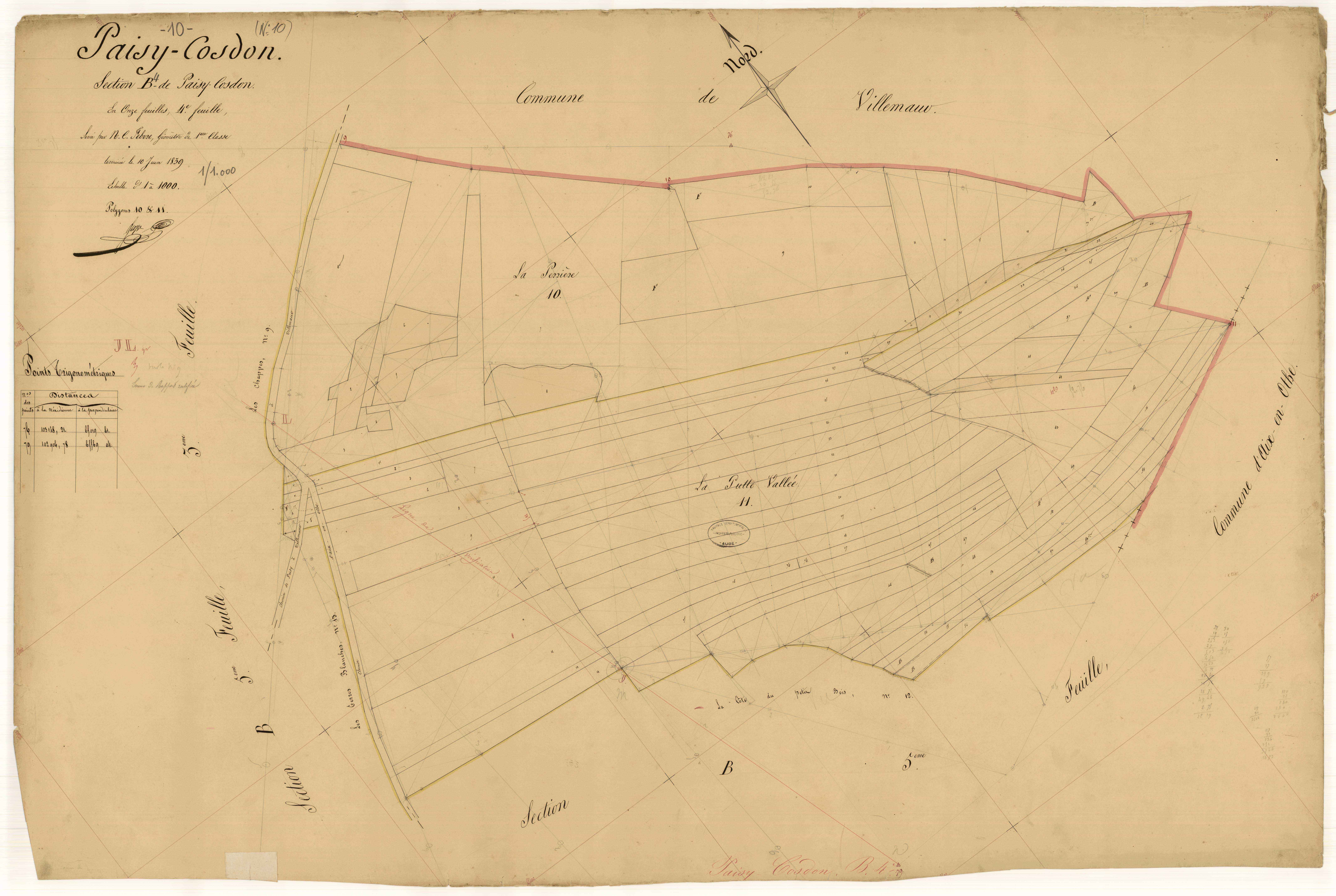 Paisy-Cosdon, section B dite de Paisy-Cosdon, feuille n° 4