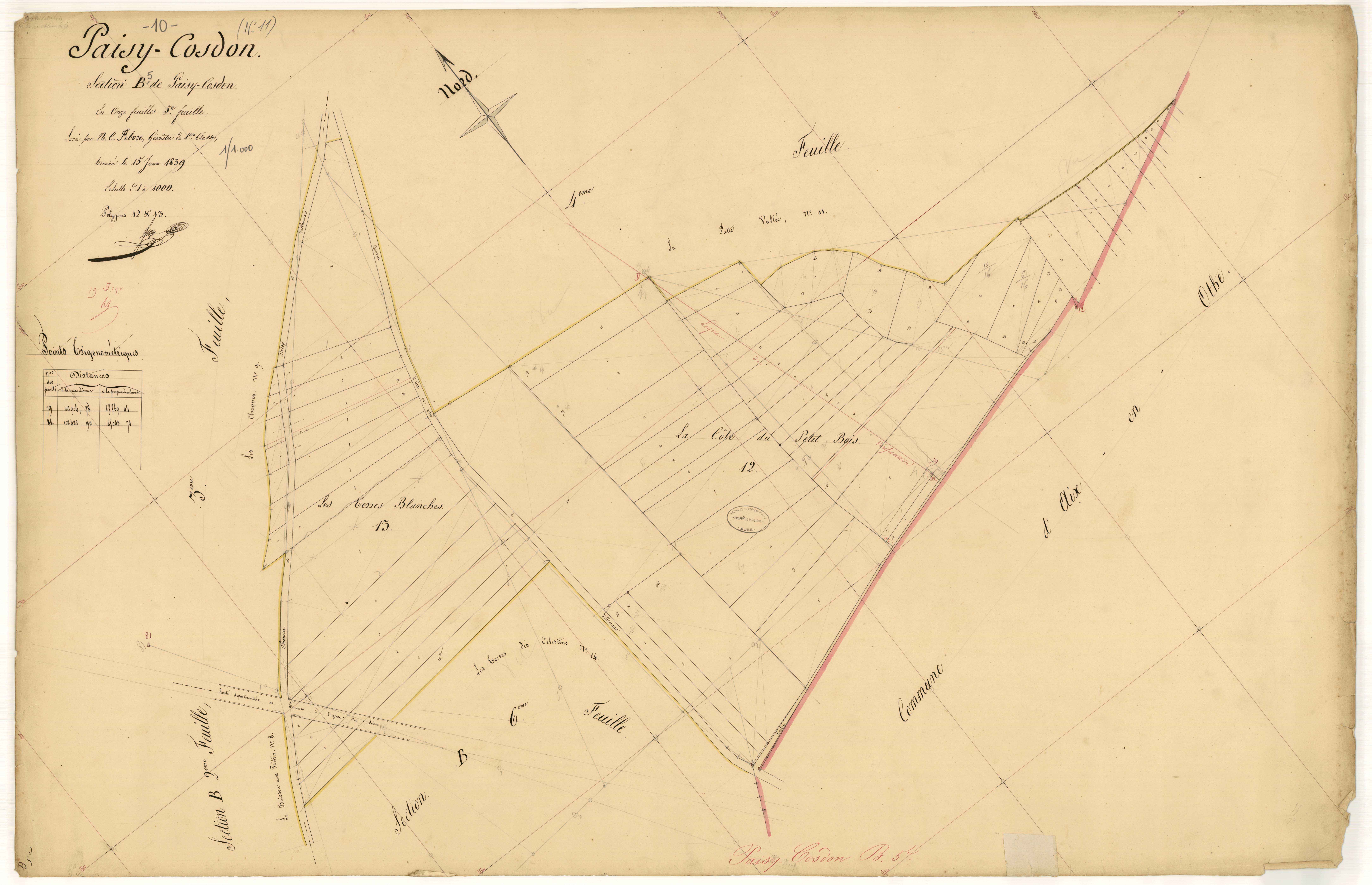 Paisy-Cosdon, section B dite de Paisy-Cosdon, feuille n° 5