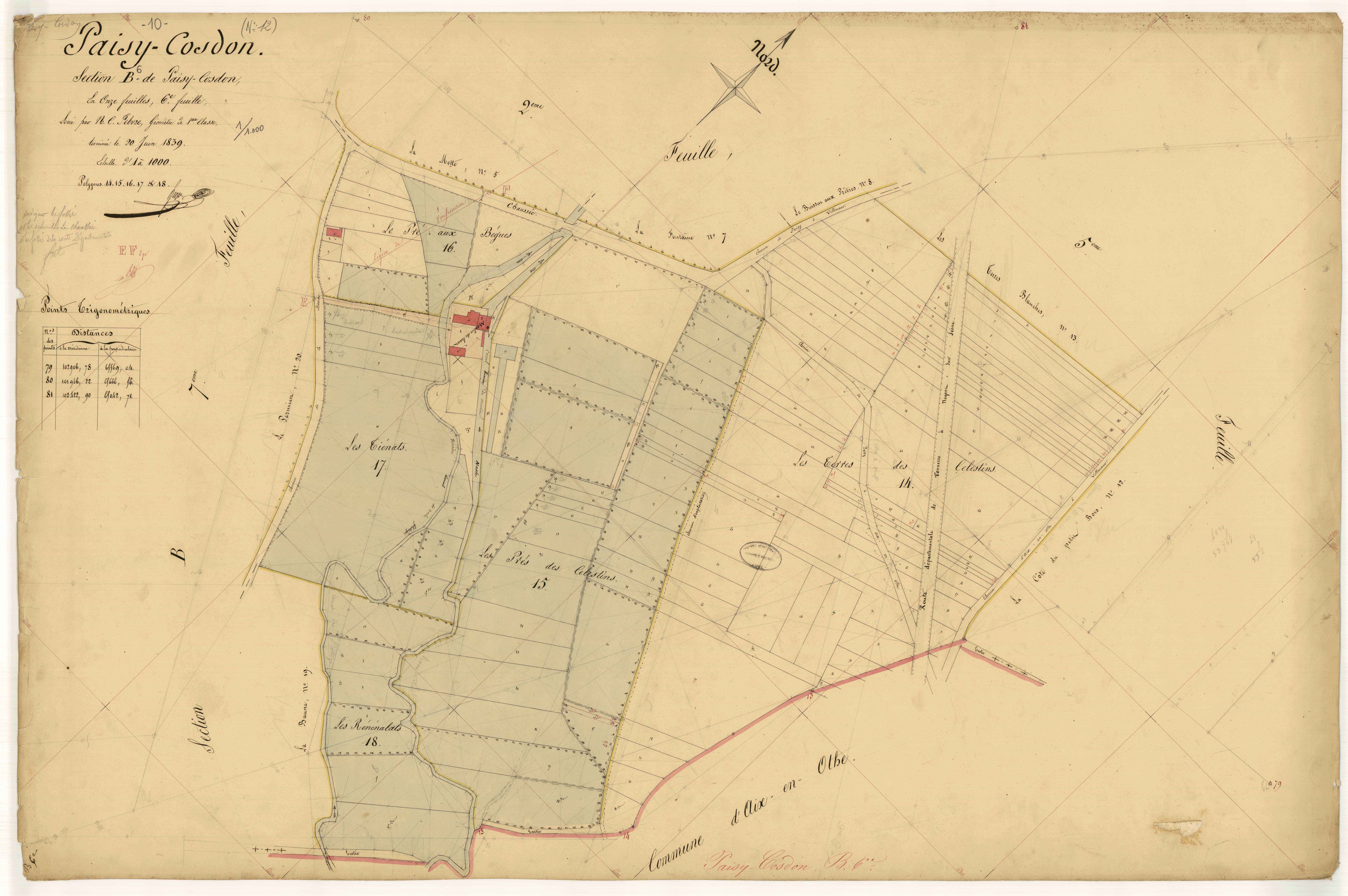 Paisy-Cosdon, section B dite de Paisy-Cosdon, feuille n° 6