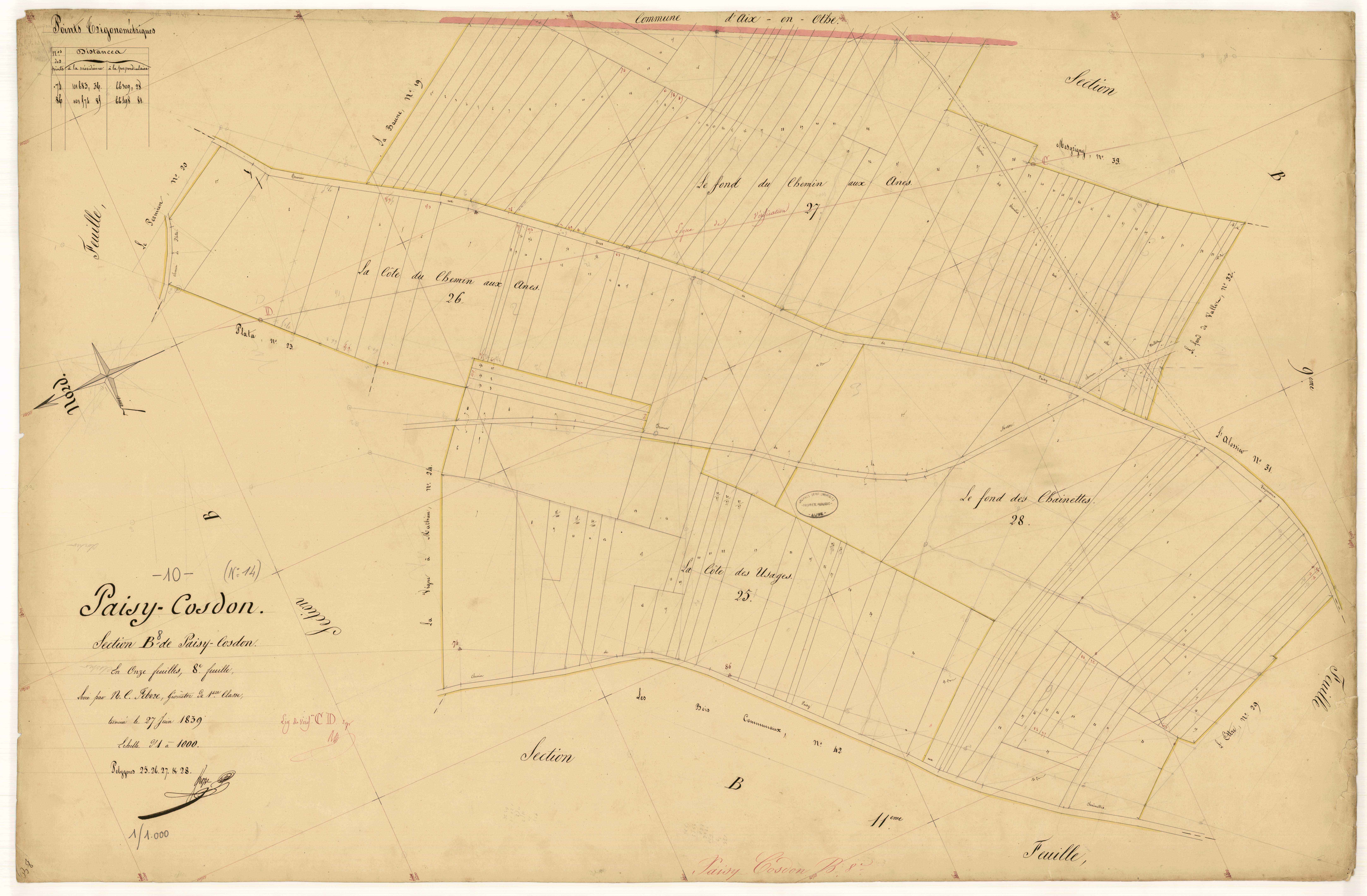 Paisy-Cosdon, section B dite de Paisy-Cosdon, feuille n° 8