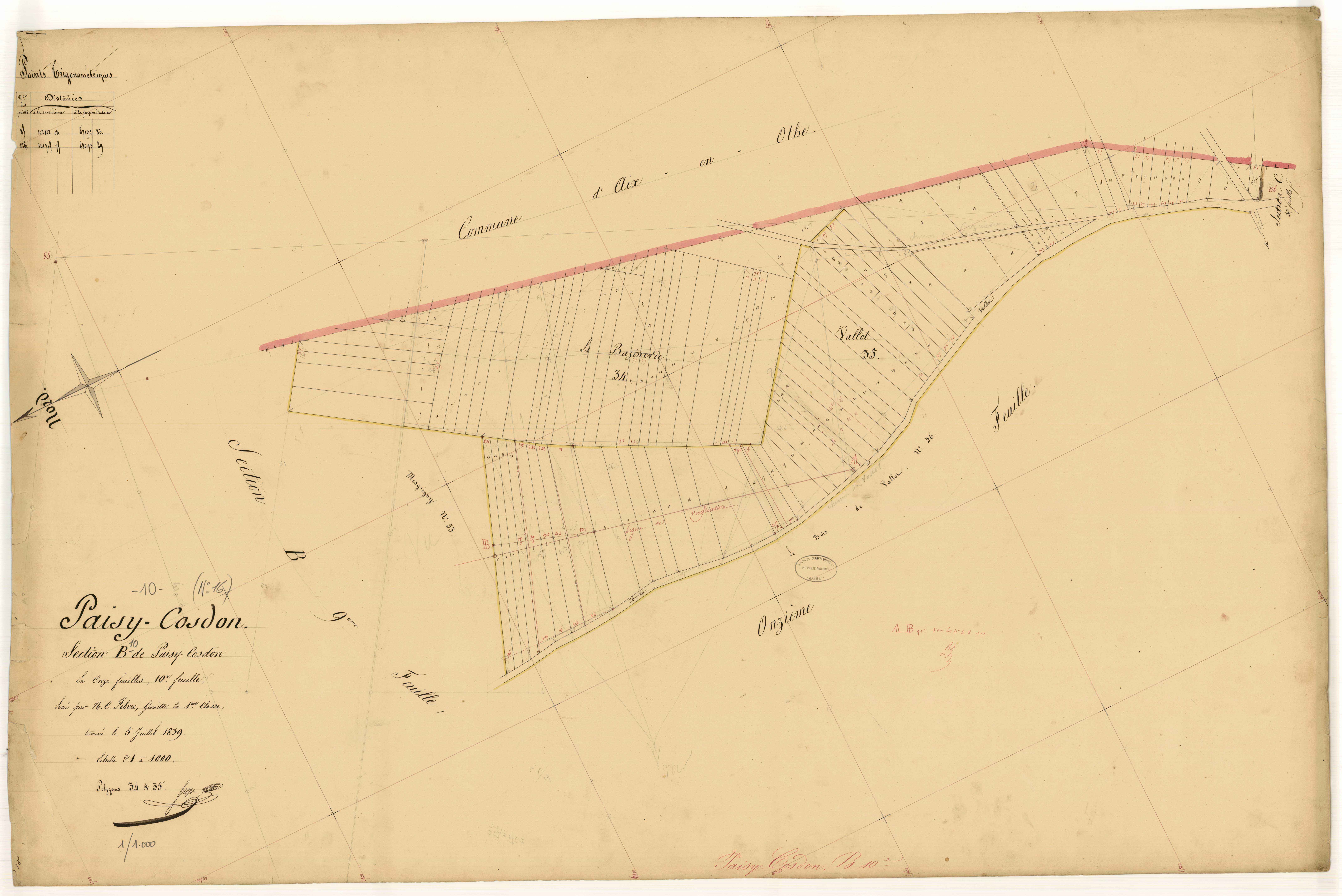 Paisy-Cosdon, section B dite de Paisy-Cosdon, feuille n° 10