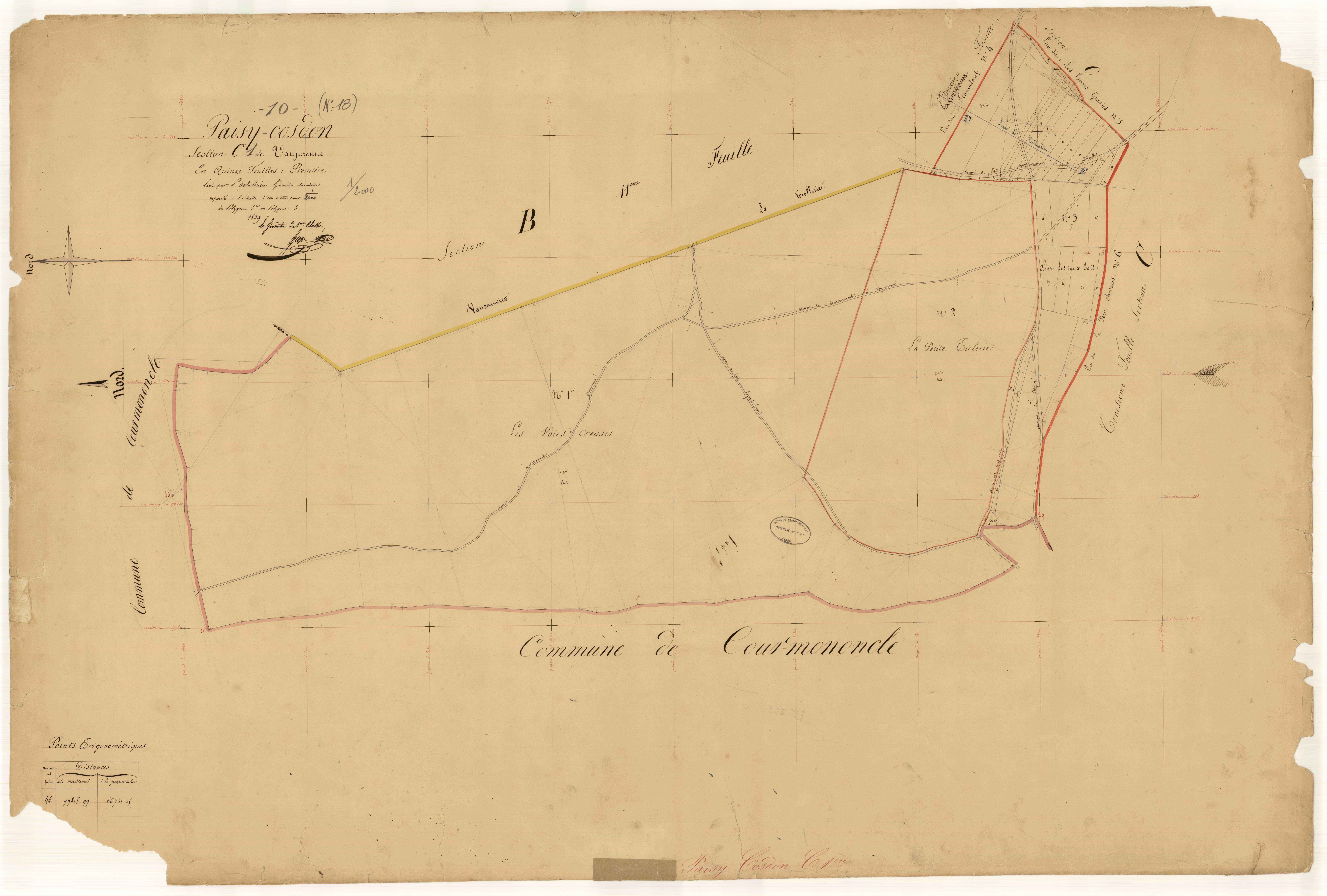 Paisy-Cosdon, section C dite de Vaujurenne, feuille n° 1
