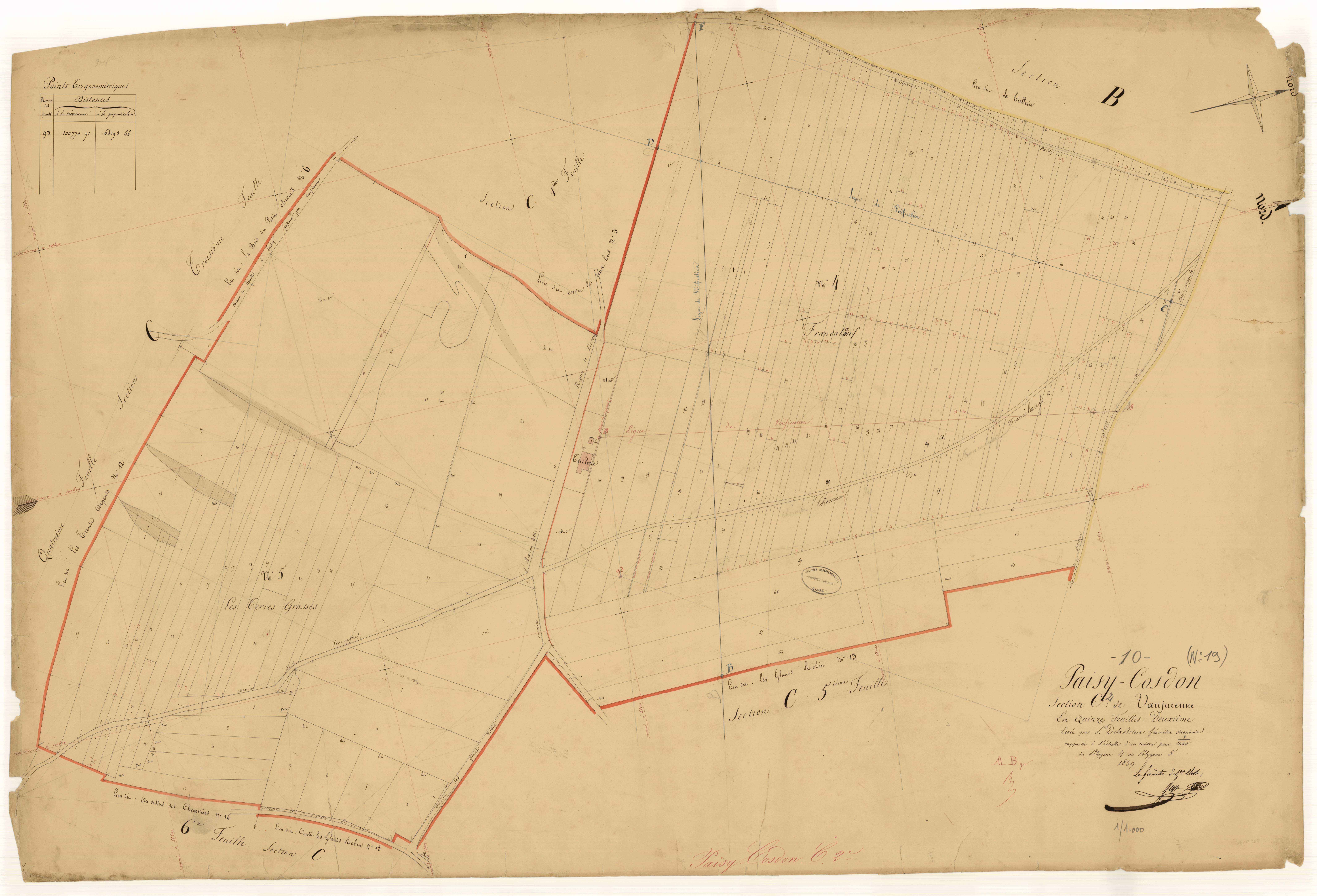 Paisy-Cosdon, section C dite de Vaujurenne, feuille n° 2