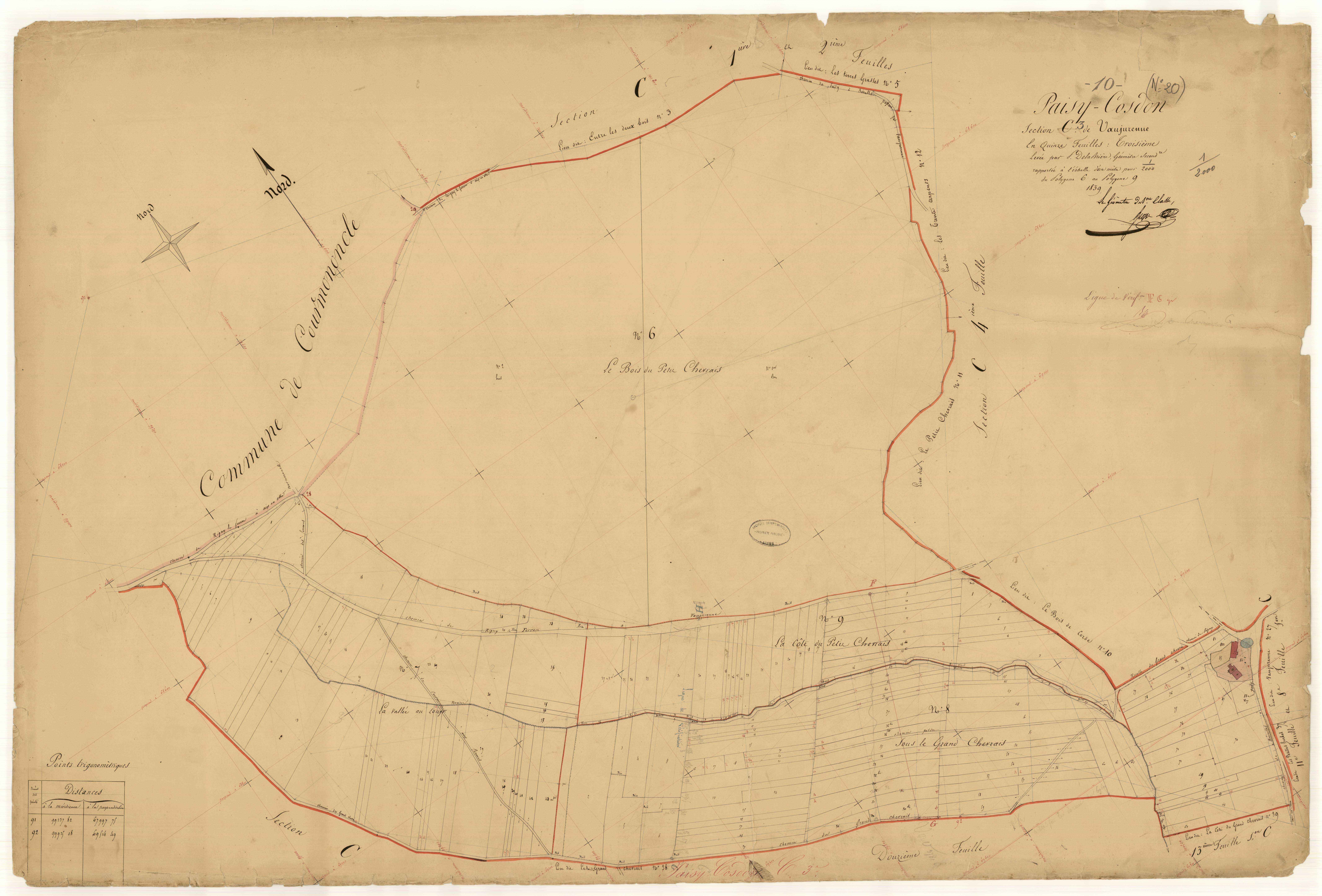 Paisy-Cosdon, section C dite de Vaujurenne, feuille n° 3