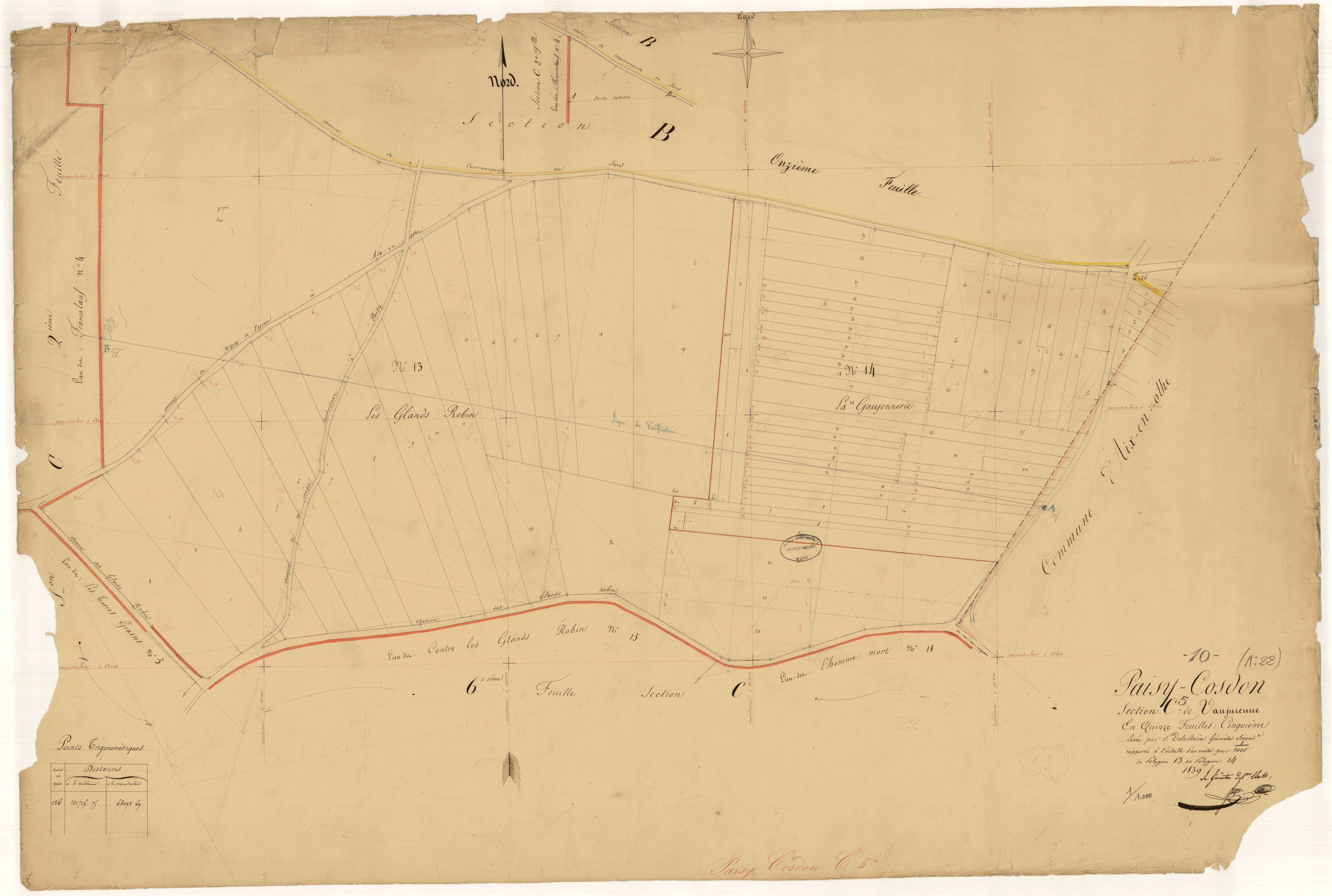 Paisy-Cosdon, section C dite de Vaujurenne, feuille n° 5